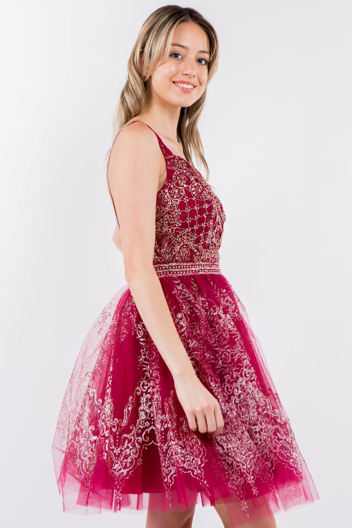 Short Glitter Print V-Neck Dress by Elizabeth K GS1965 - product image 4