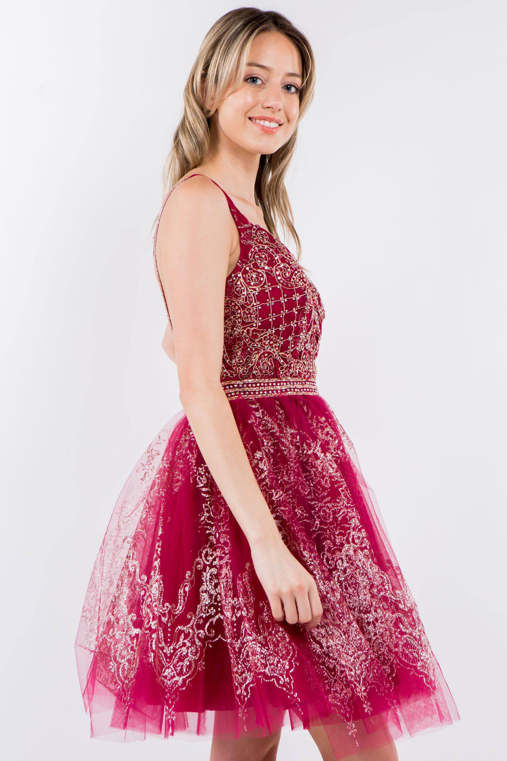 Short Glitter Print V-Neck Dress by Elizabeth K GS1965 - product image 4
