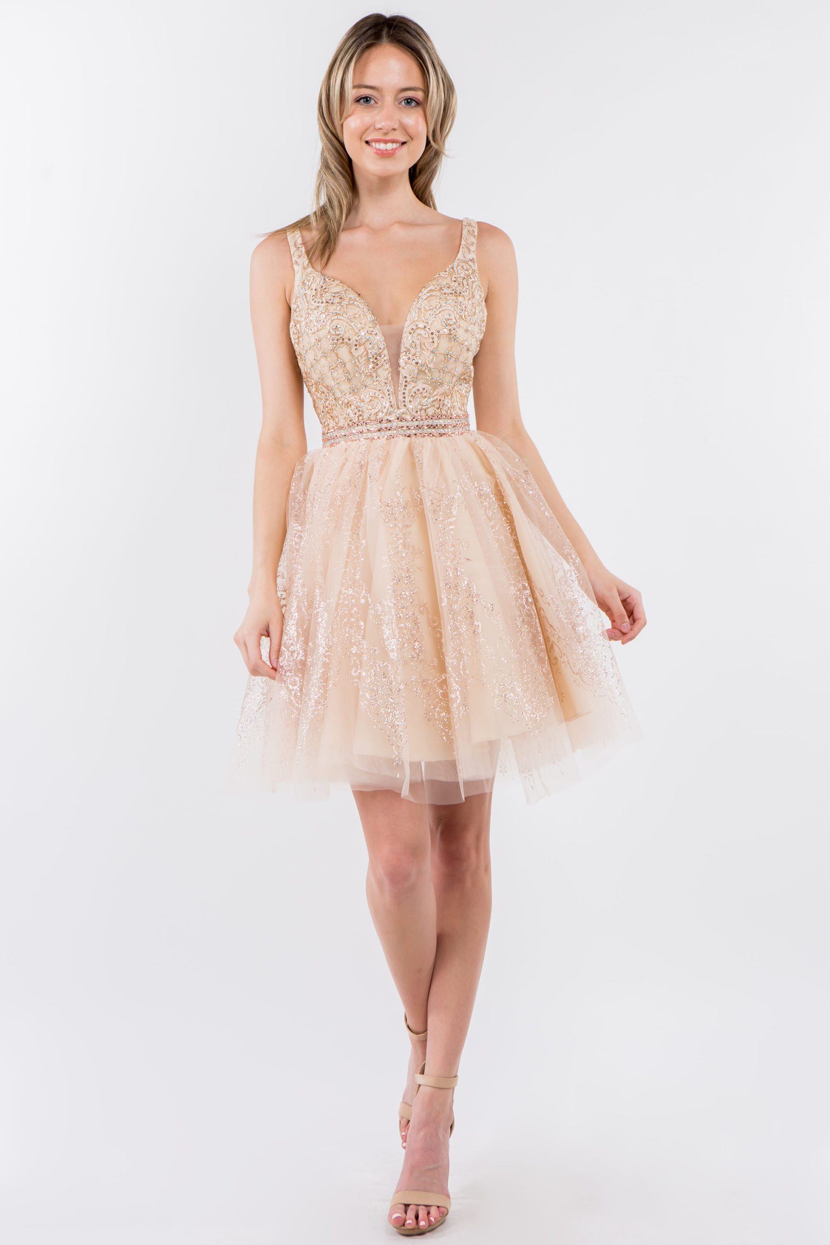 Short Glitter Print V-Neck Dress by Elizabeth K GS1965 - product image 6