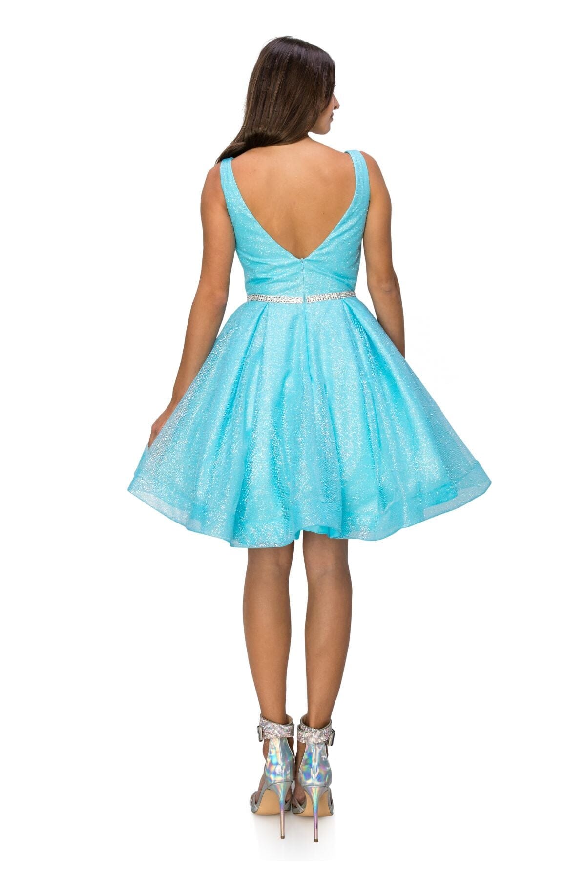 Short Glitter V-Neck Dress by Cinderella Couture 8047J - product image 9