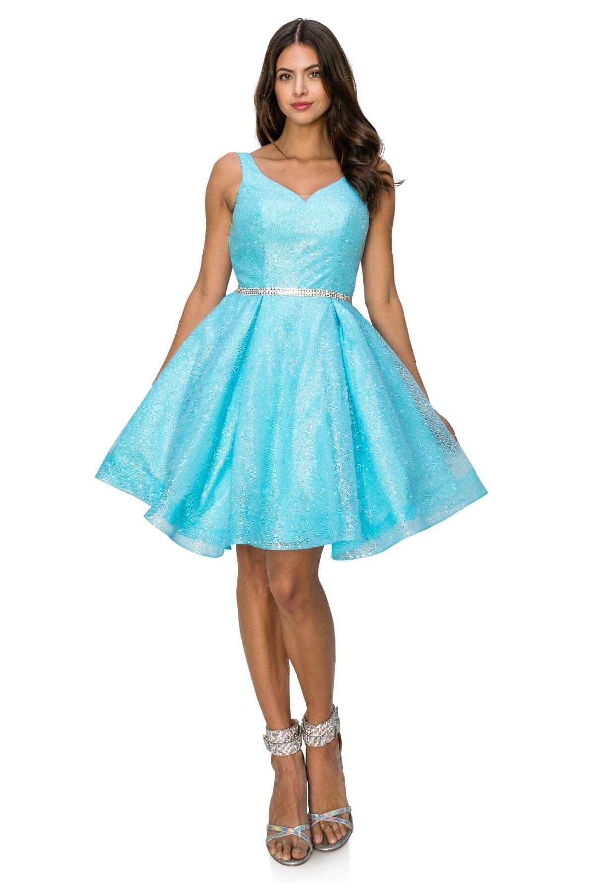 Short Glitter V-Neck Dress by Cinderella Couture 8047J - product image 8