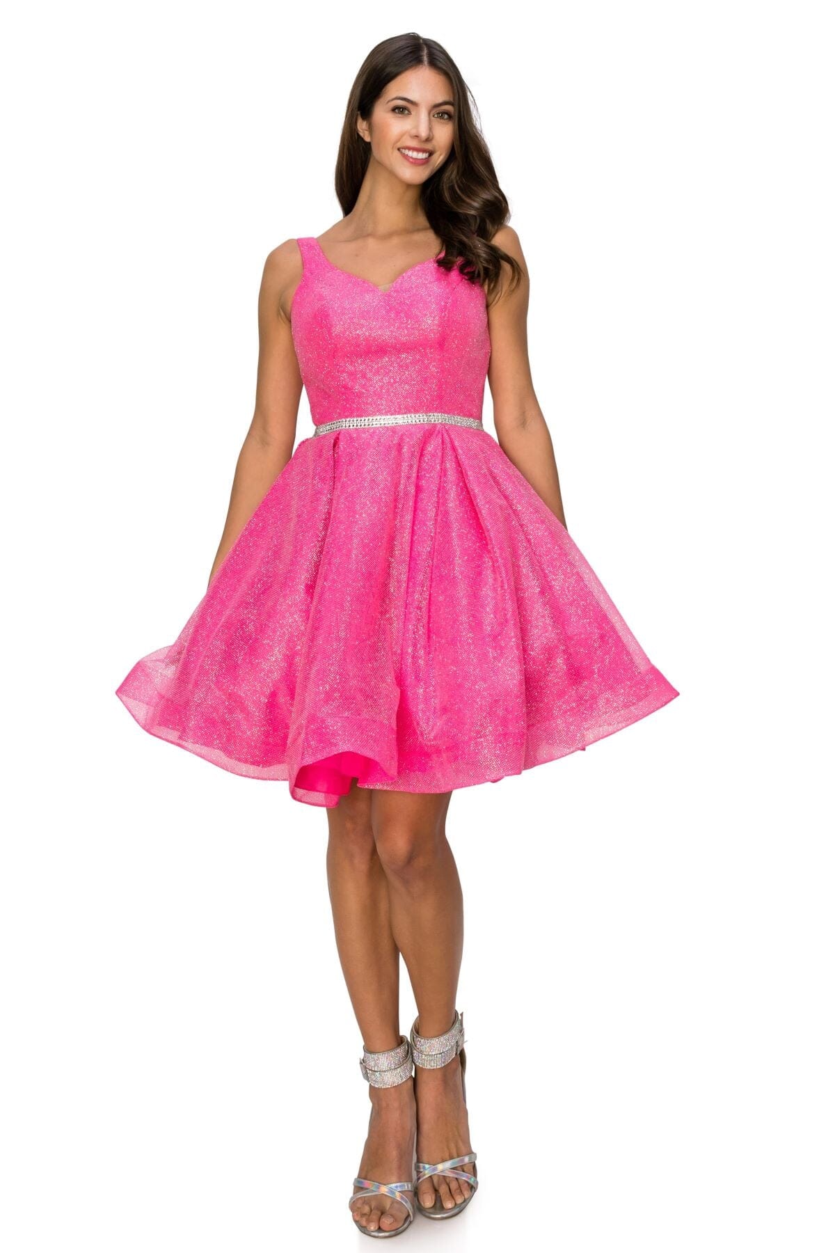 Short Glitter V-Neck Dress by Cinderella Couture 8047J - product image 7