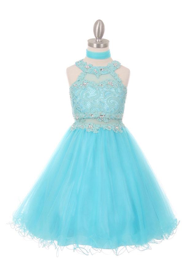 Short Halter Dress with Lace Bodice by Cinderella Couture 5040 - product image 6