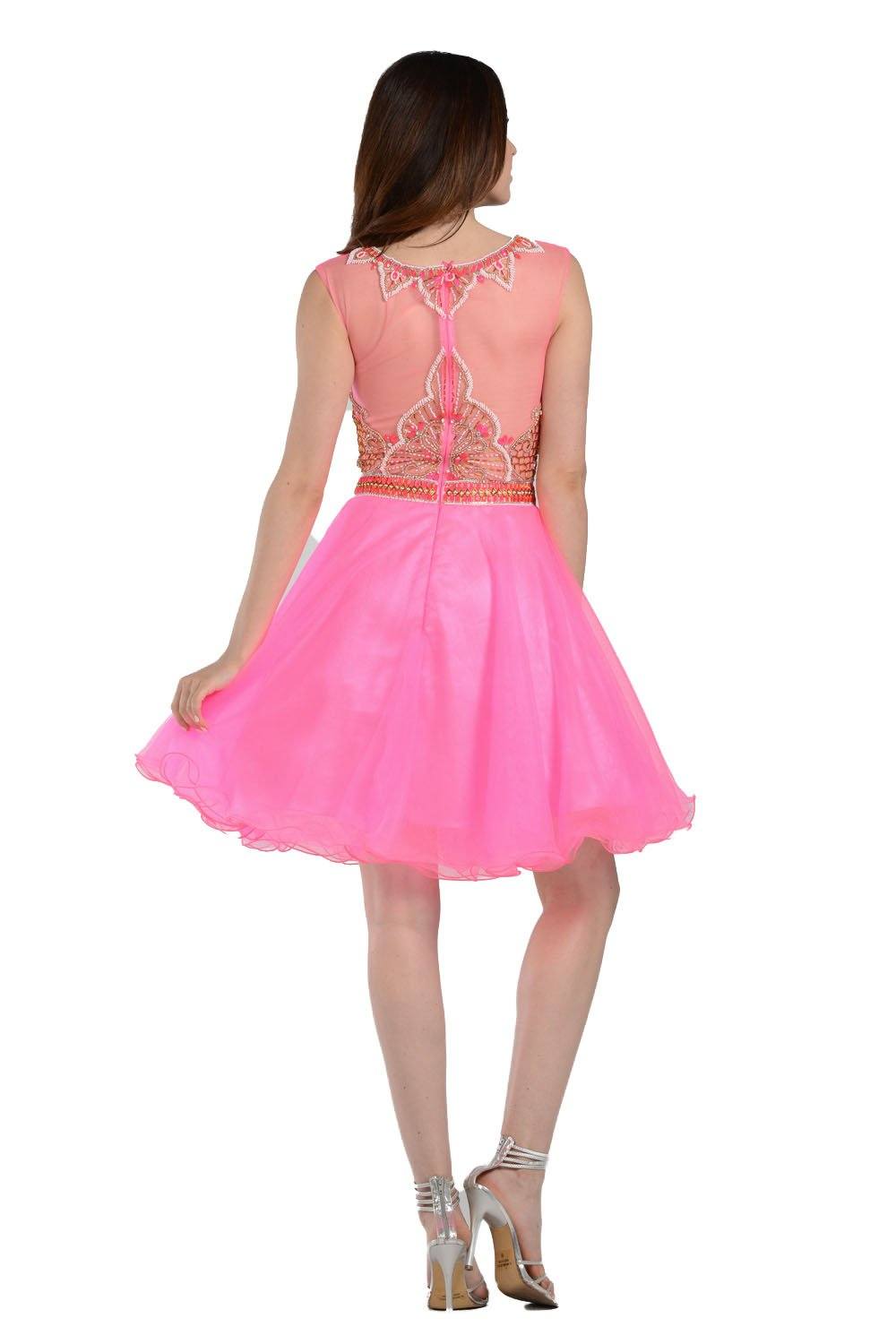Short Hot Pink Dress with Embellished Bodice by Poly USA - product image 2