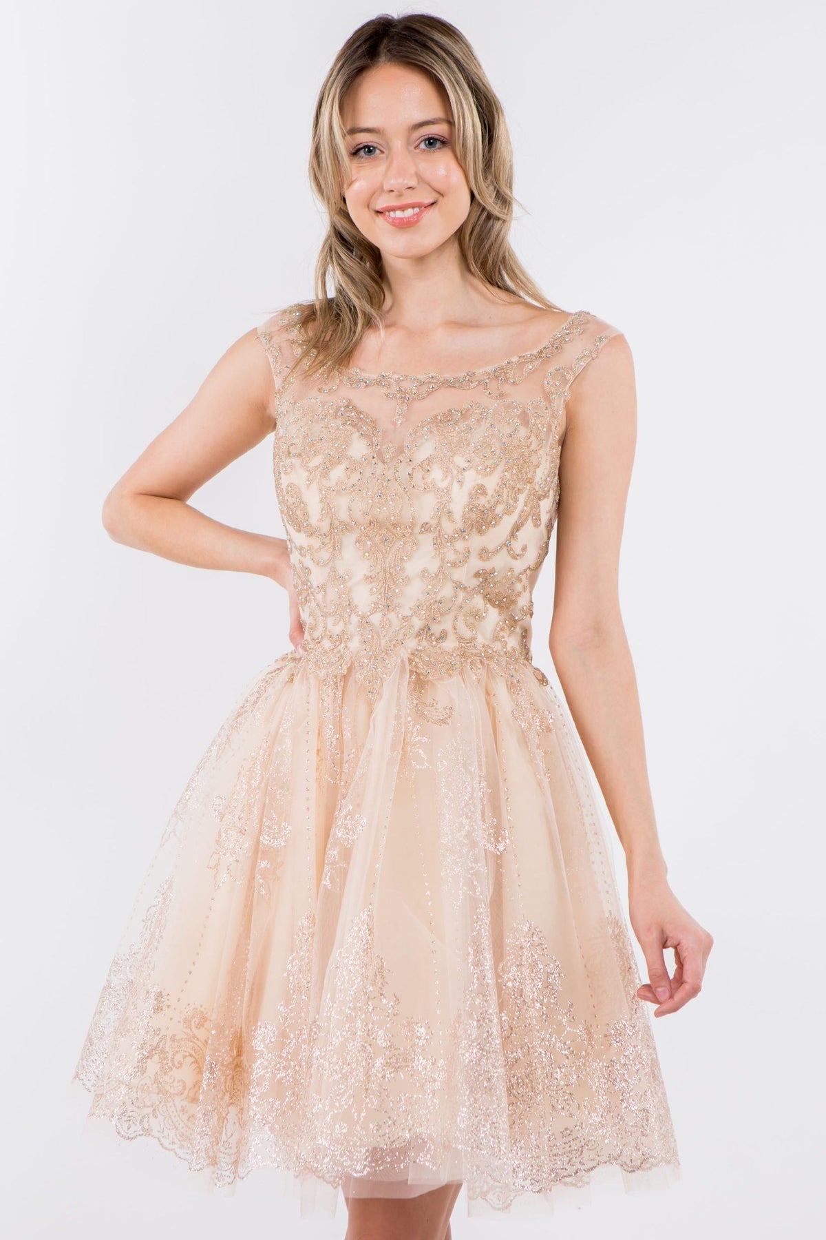 Short Illusion Glitter Print Dress by Elizabeth K GS1964 - product image 8