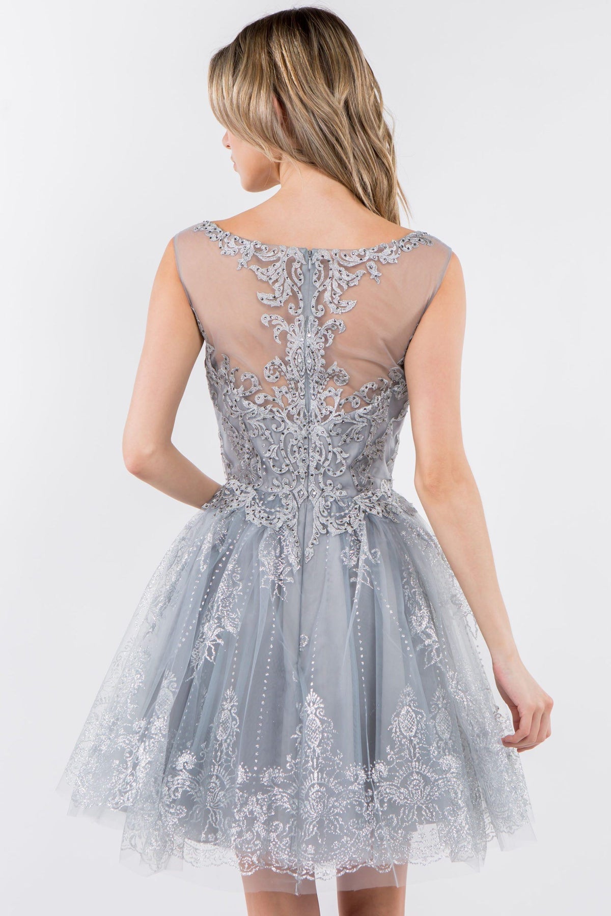 Short Illusion Glitter Print Dress by Elizabeth K GS1964 - product image 2
