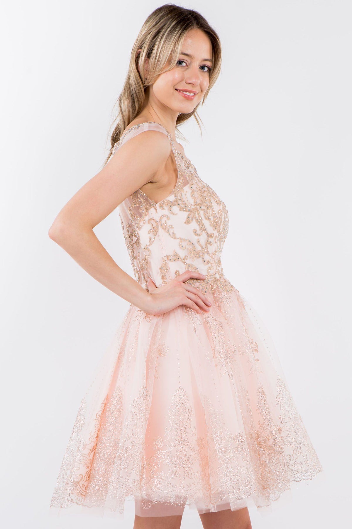 Short Illusion Glitter Print Dress by Elizabeth K GS1964 - product image 13