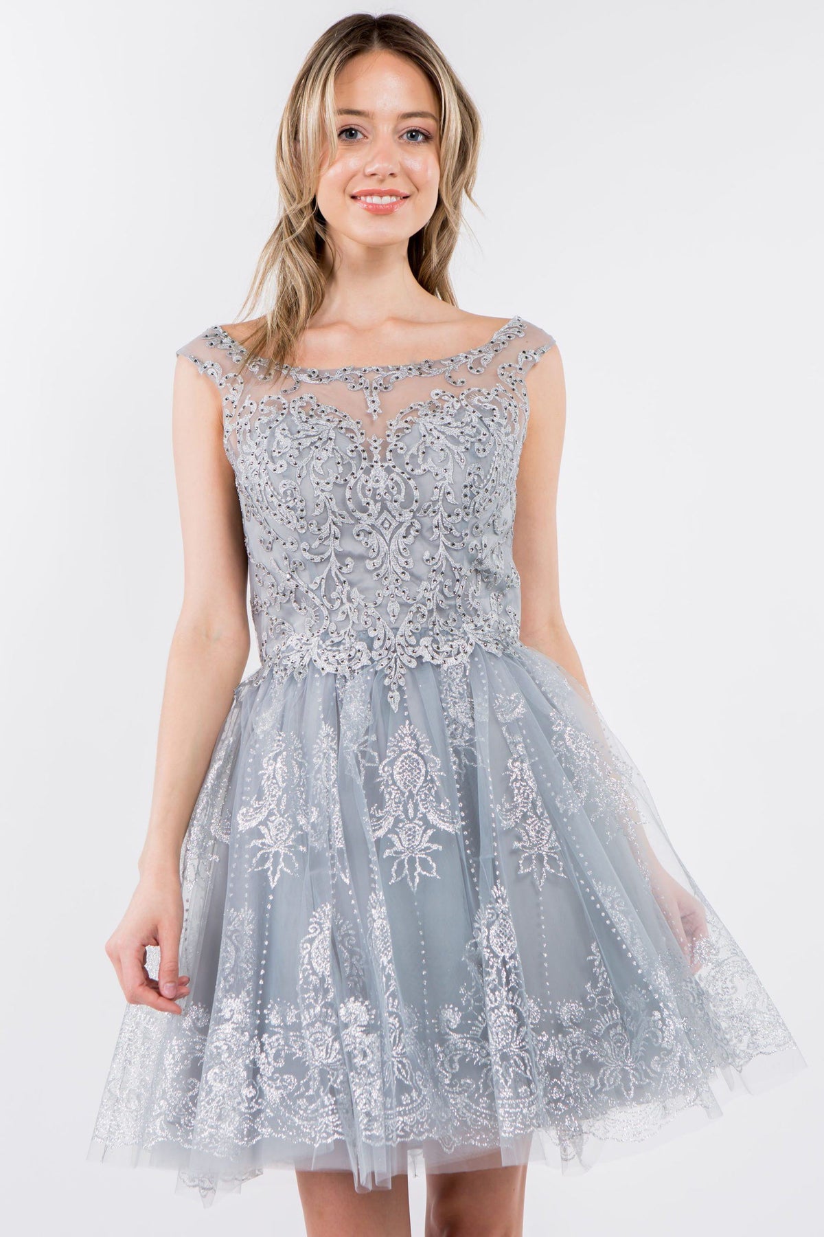 Short Illusion Glitter Print Dress by Elizabeth K GS1964 - product image 3