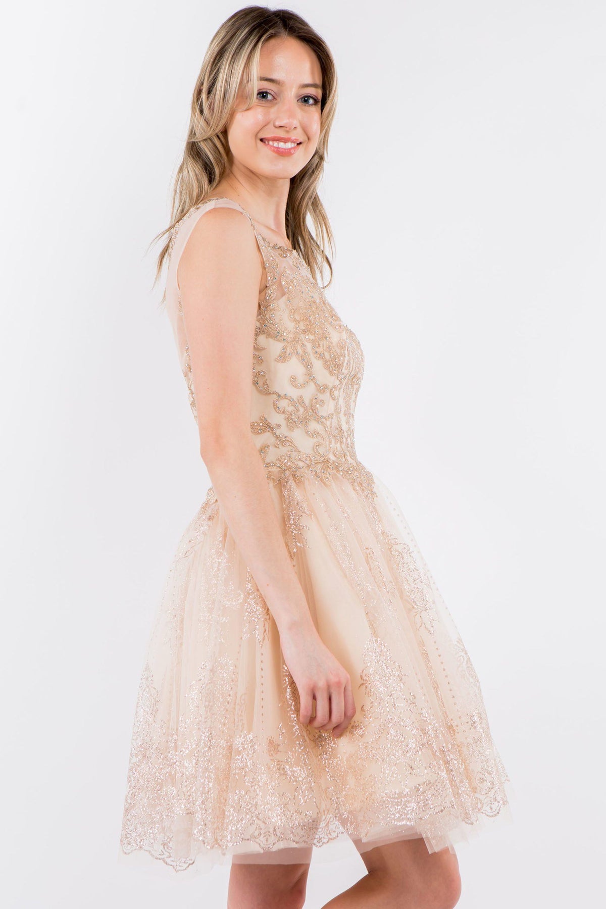 Short Illusion Glitter Print Dress by Elizabeth K GS1964 - product image 10