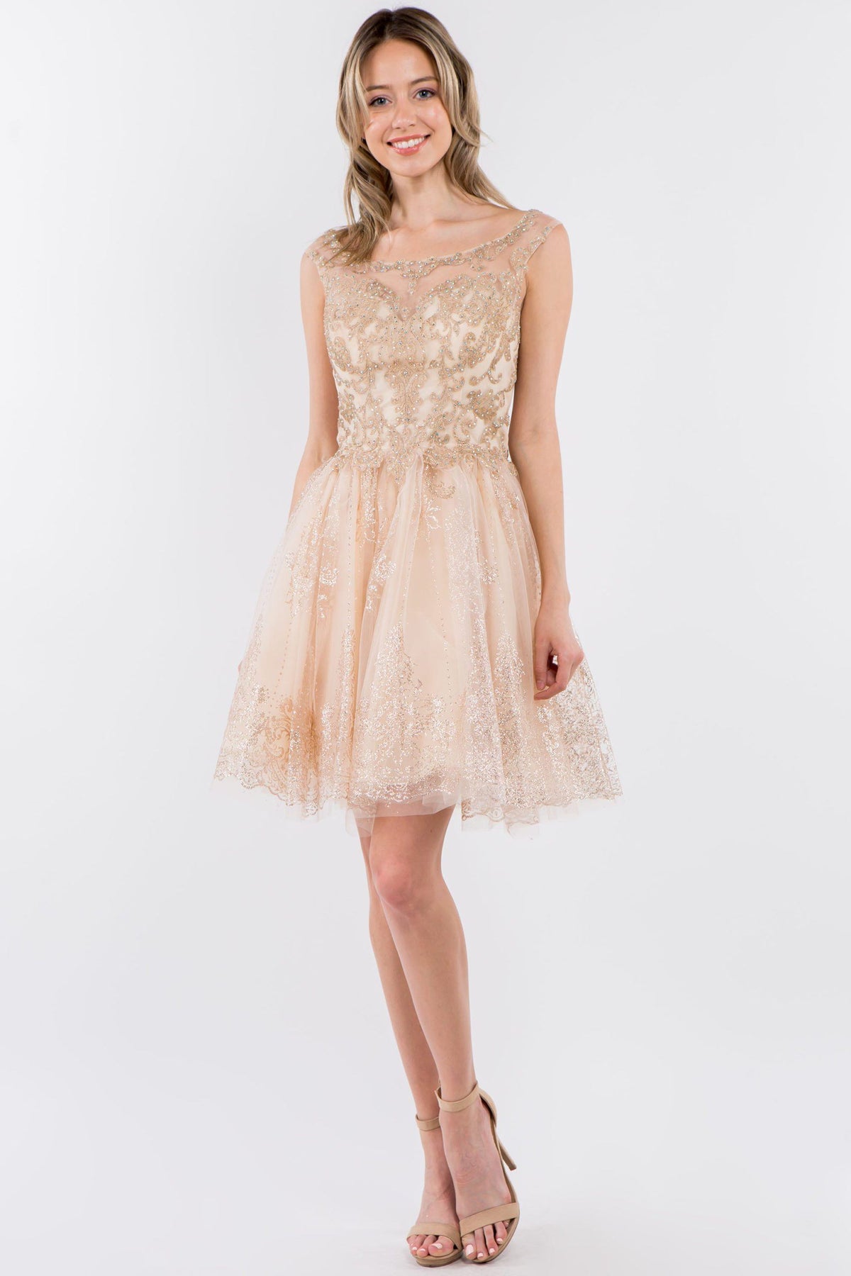 Short Illusion Glitter Print Dress by Elizabeth K GS1964 - product image 6