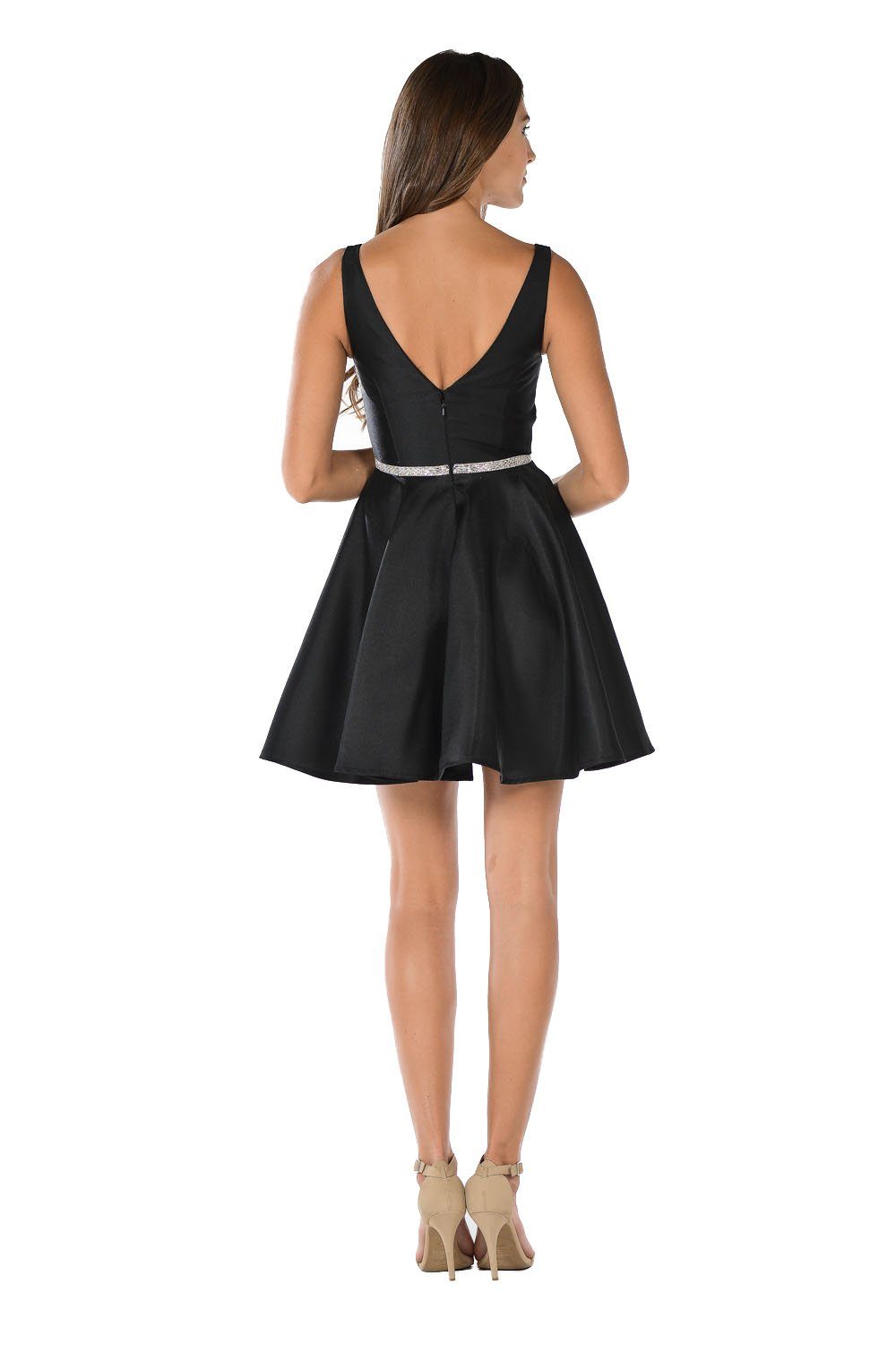 Short Illusion V-Neck Mikado Dress by Poly USA 7894 - product image 2