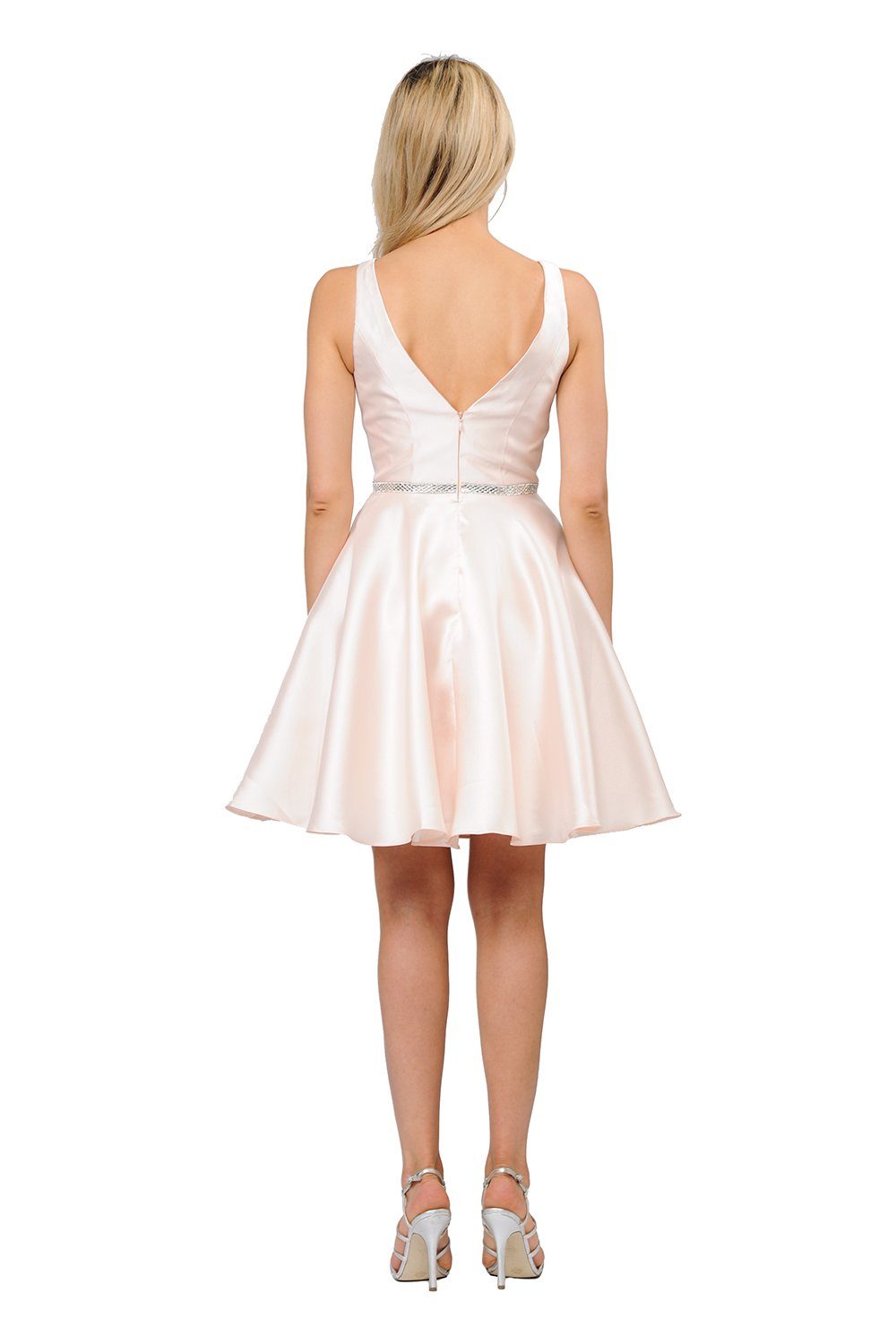 Short Illusion V-Neck Mikado Dress by Poly USA 7894 - product image 7