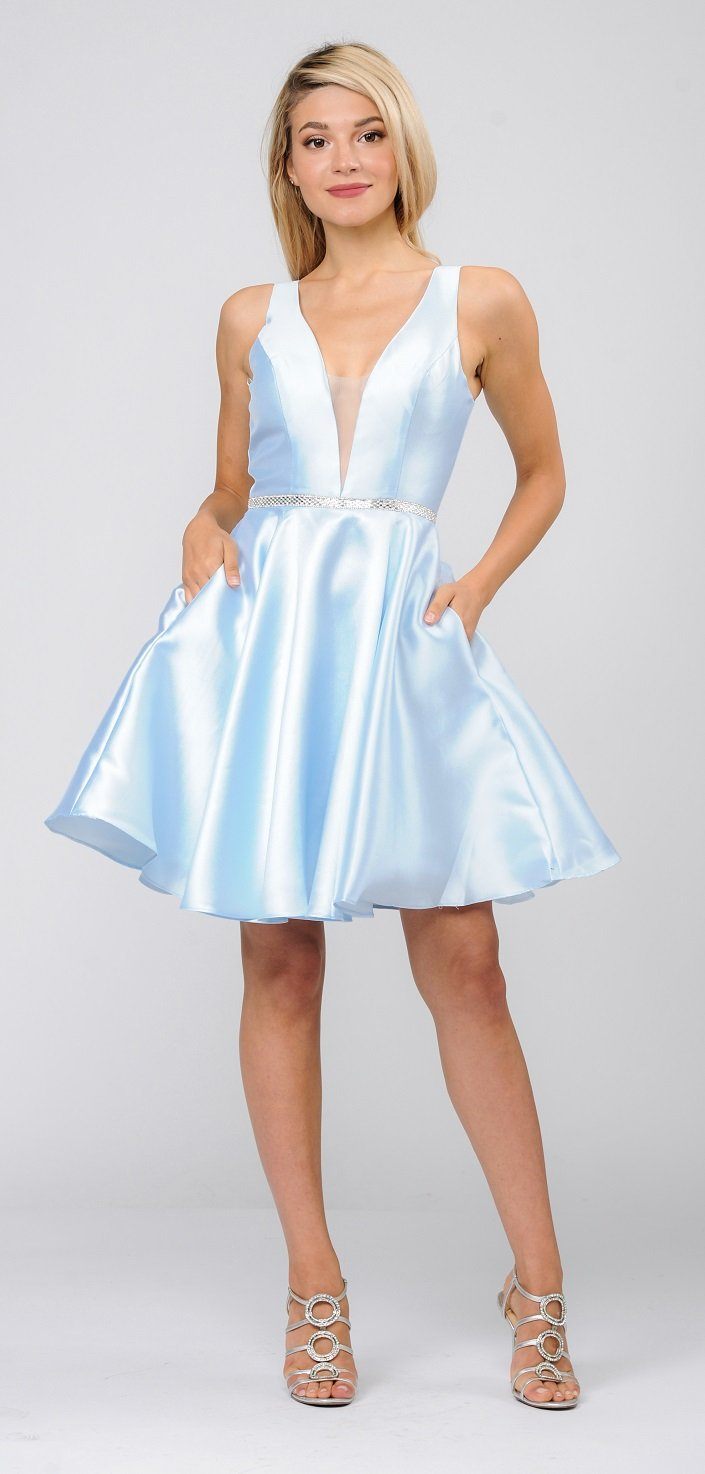 Short Illusion V-Neck Mikado Dress by Poly USA 7894 - product image 4