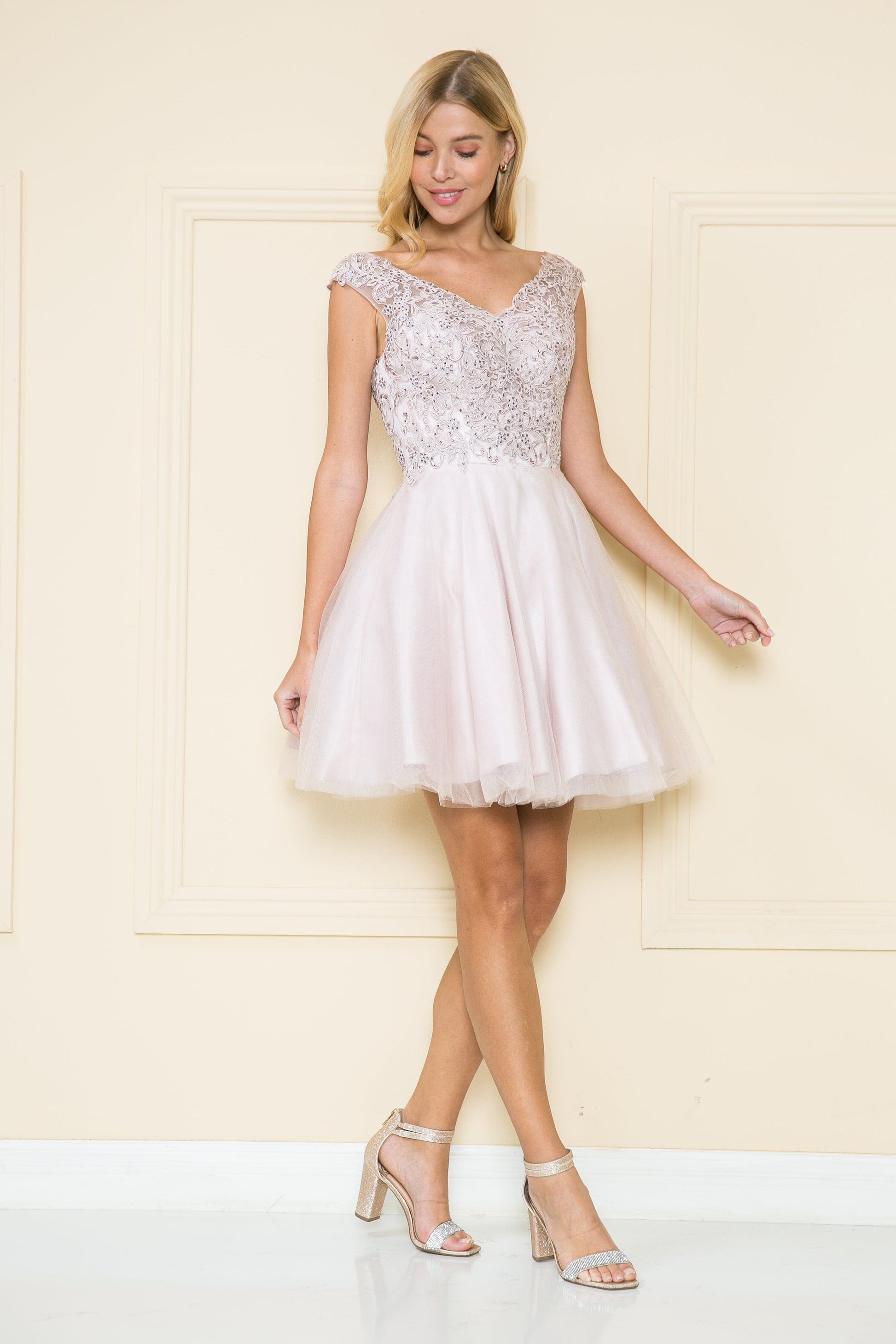 Short Lace Applique A-line Dress by Poly USA 8902 - product image 3