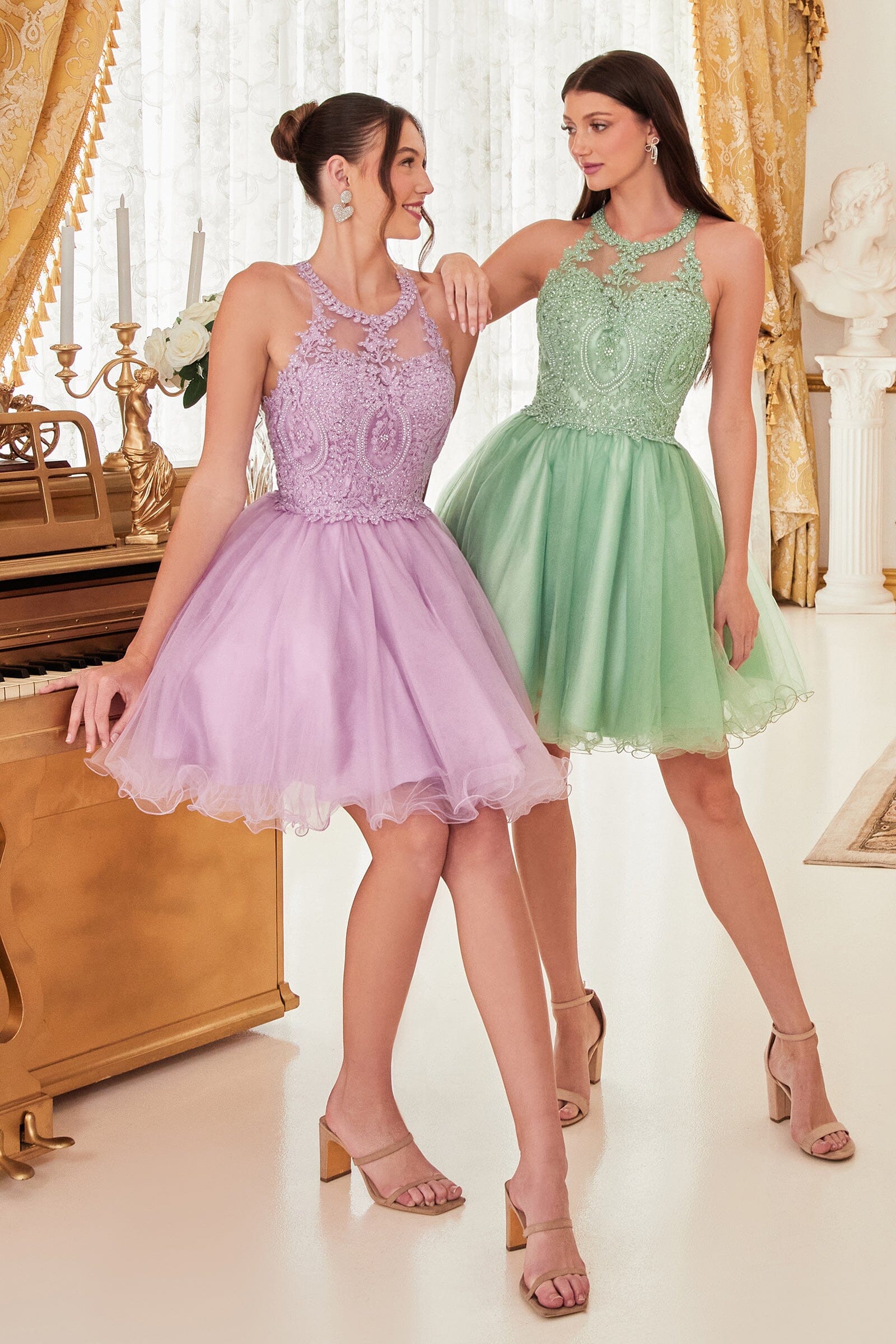Short Lace Applique Dress by Cinderella Divine UJ0119 - product image 20