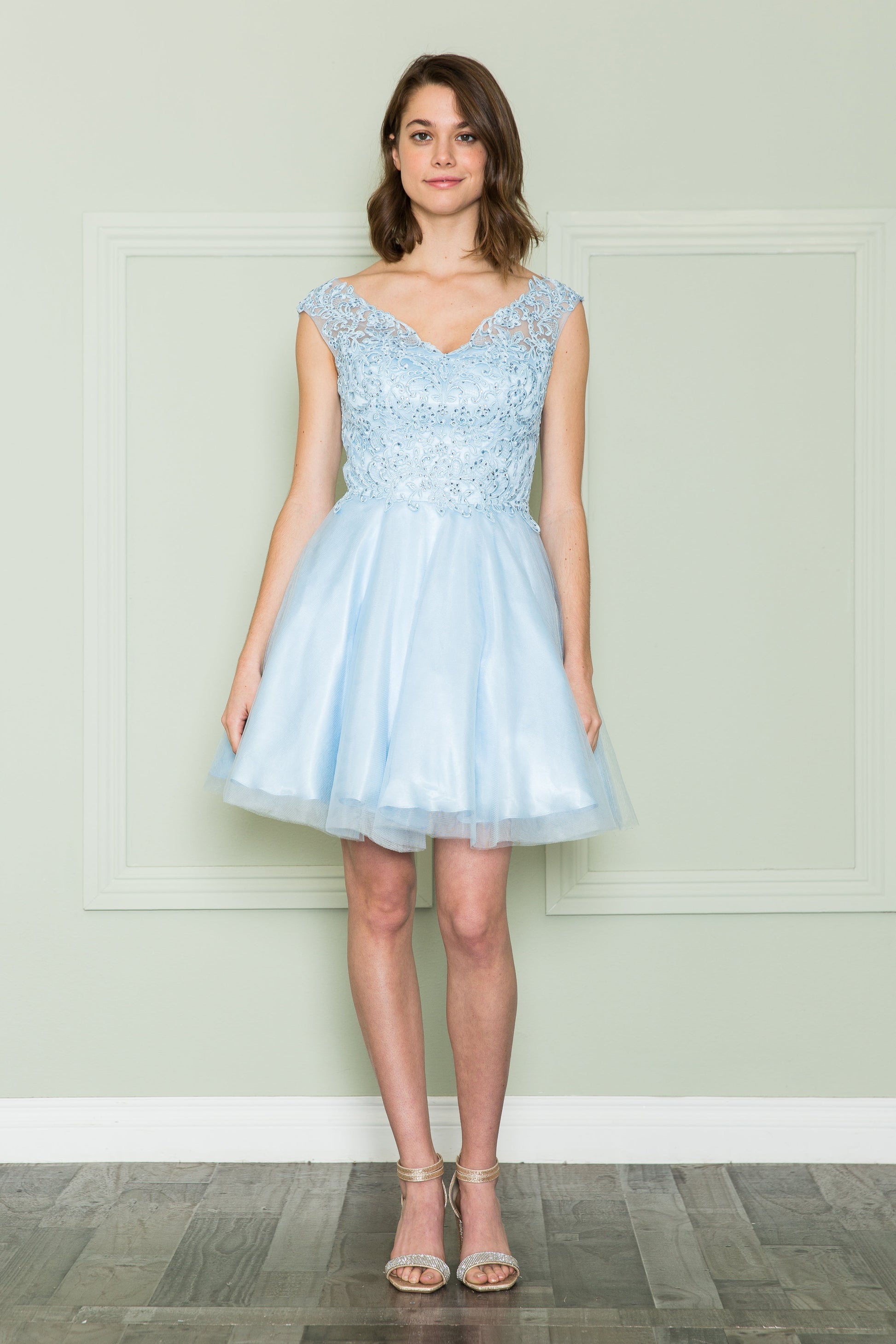 Short Lace Applique A-line Dress by Poly USA 8902 - product image 6