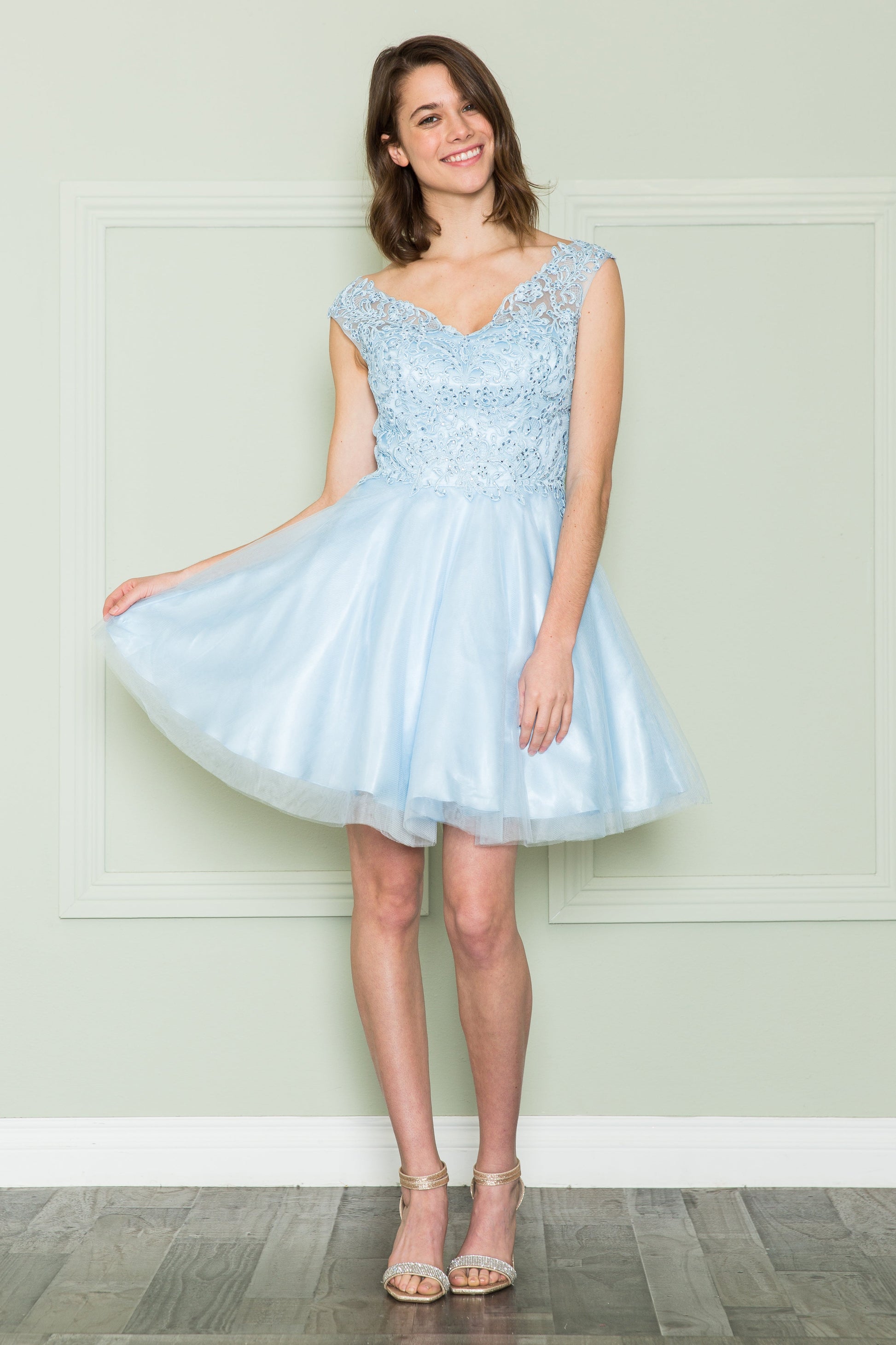 Short Lace Applique A-line Dress by Poly USA 8902 - product image 4