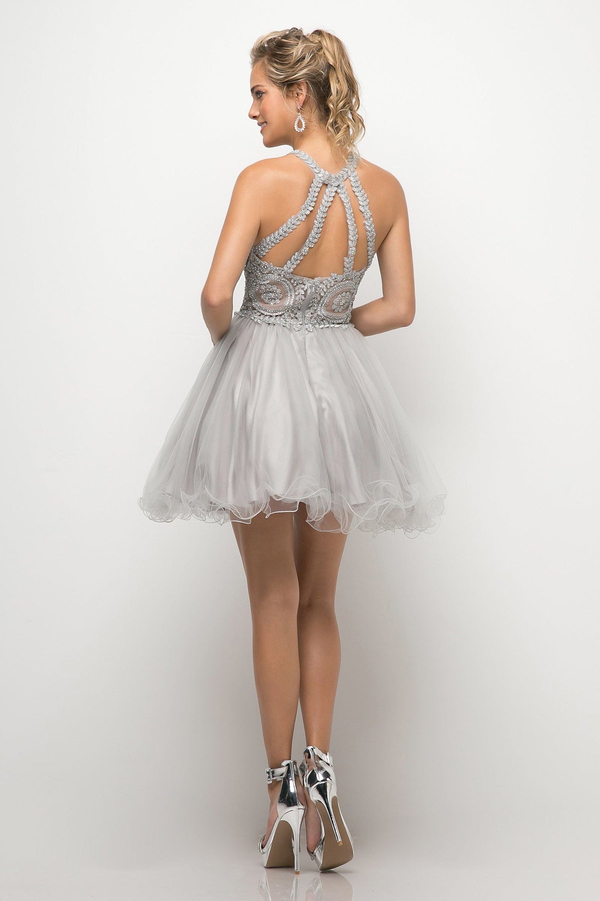 Short Lace Applique Dress by Cinderella Divine UJ0119 - product image 14