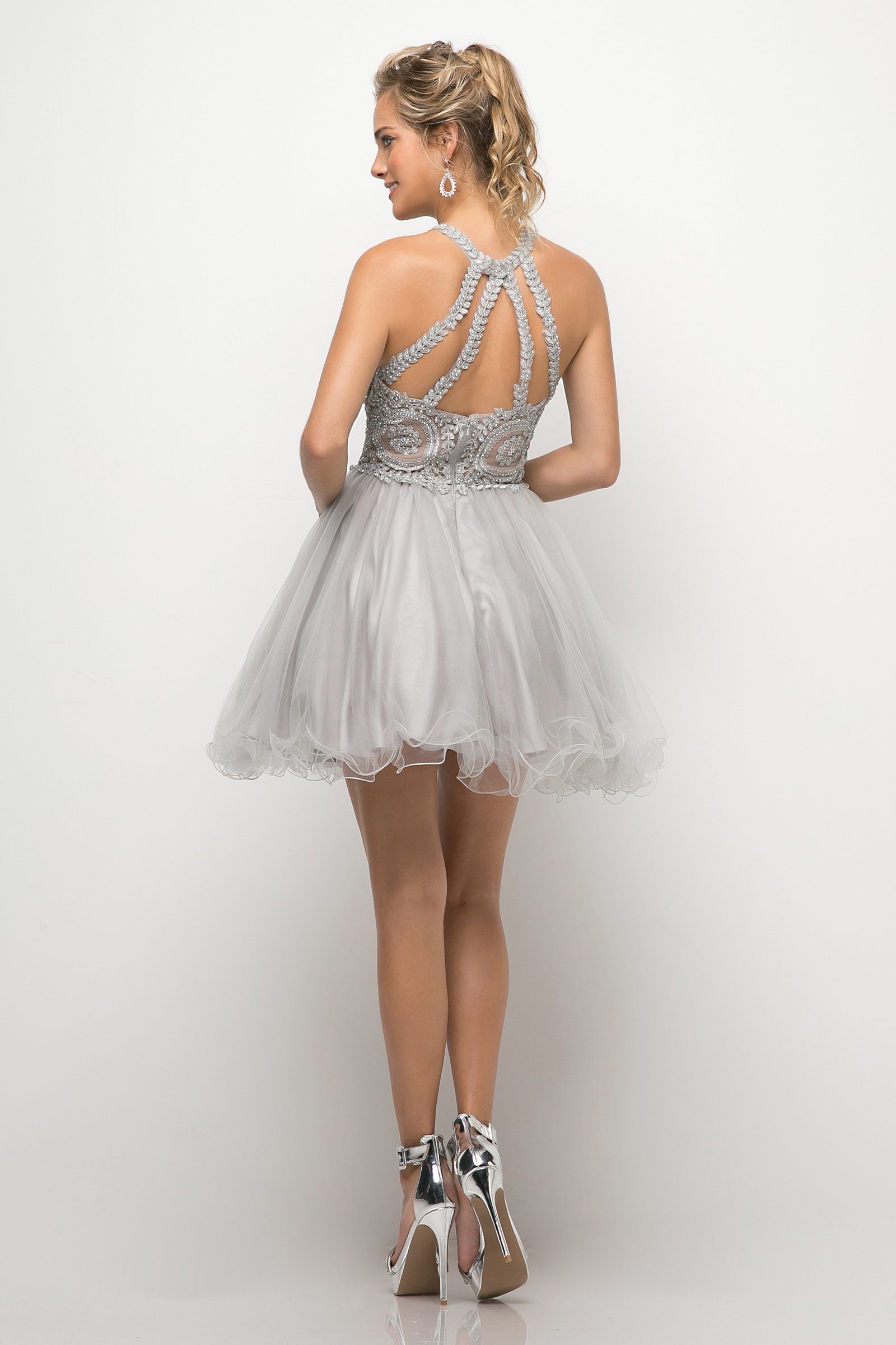 Short Lace Applique Dress by Cinderella Divine UJ0119 - product image 14