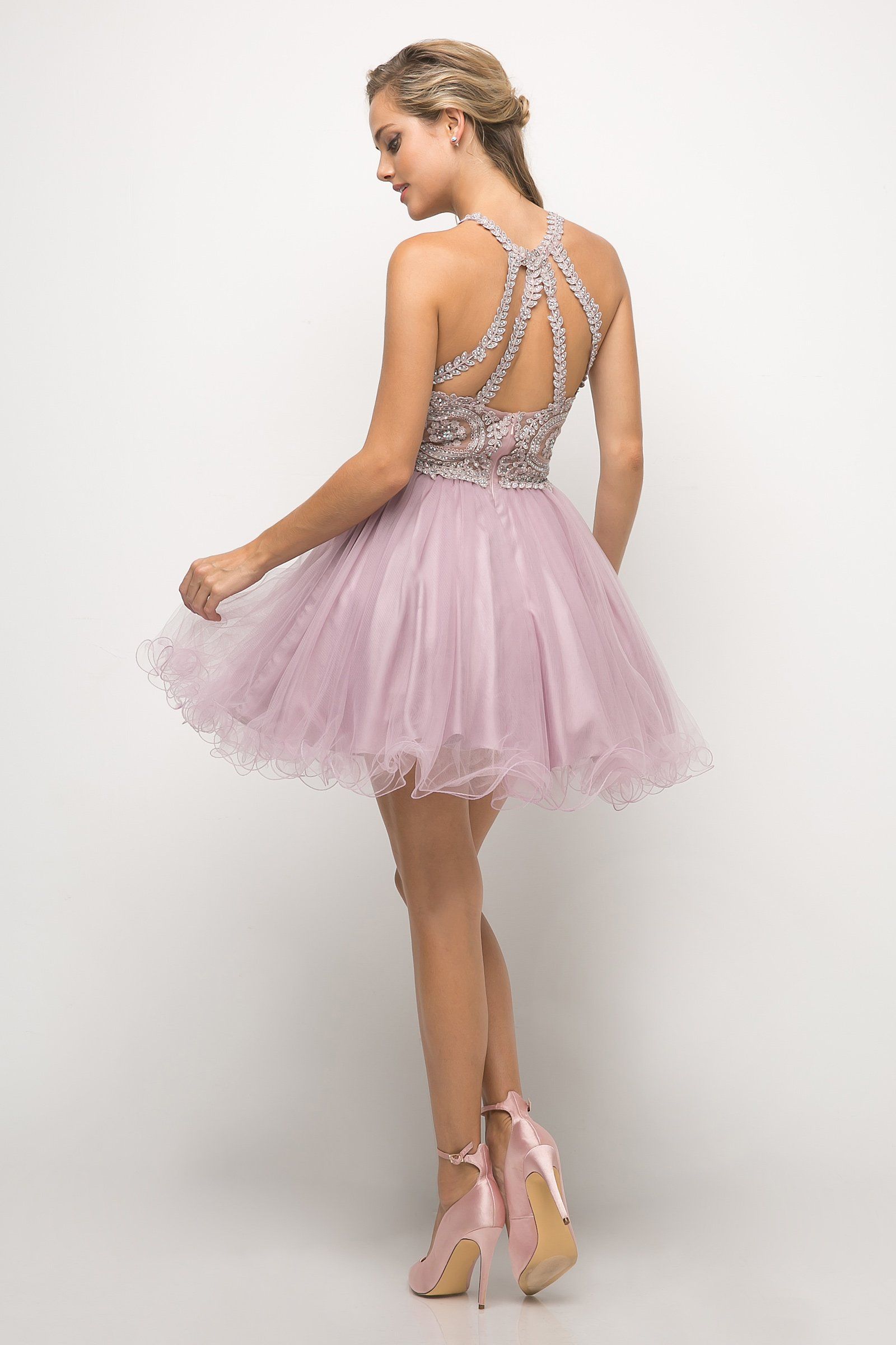 Short Lace Applique Dress by Cinderella Divine UJ0119 - product image 3
