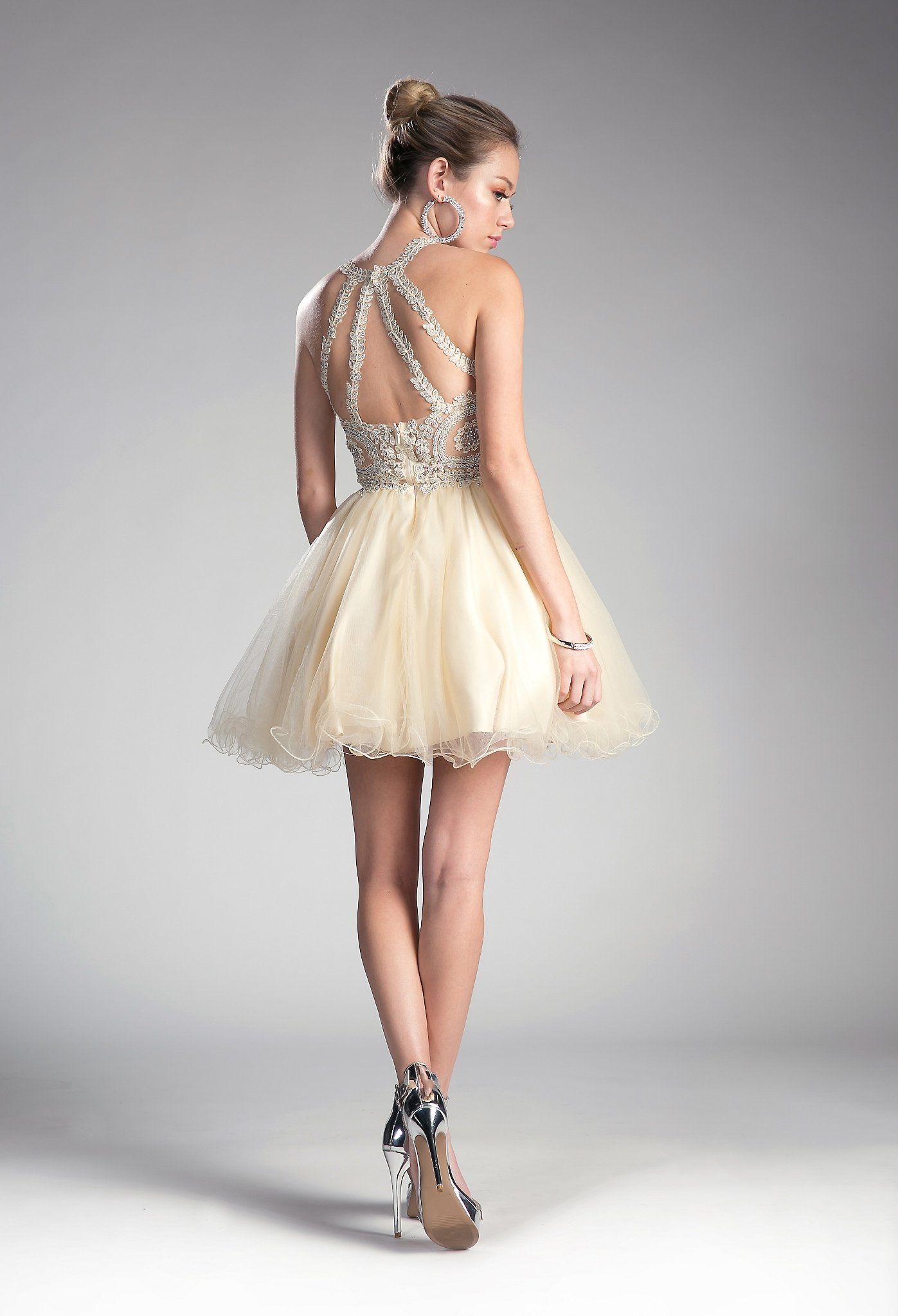 Short Lace Applique Dress by Cinderella Divine UJ0119 - product image 7