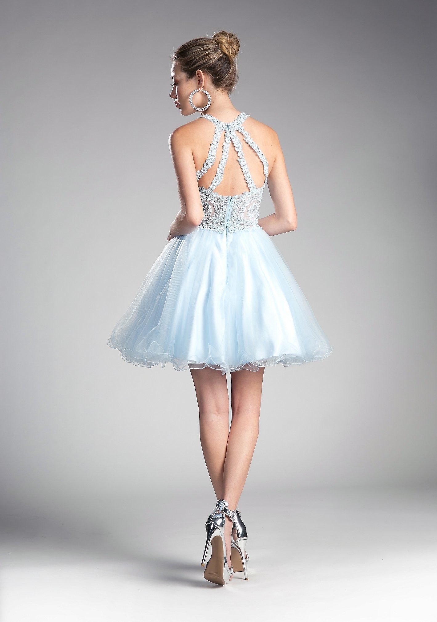 Short Lace Applique Dress by Cinderella Divine UJ0119 - product image 10