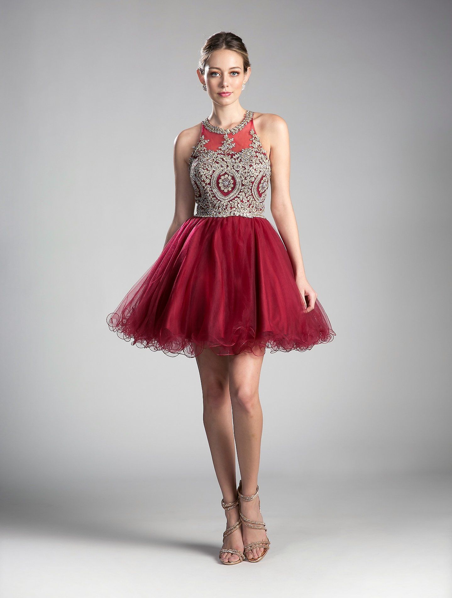 Short Lace Applique Dress by Cinderella Divine UJ0119 - product image 8