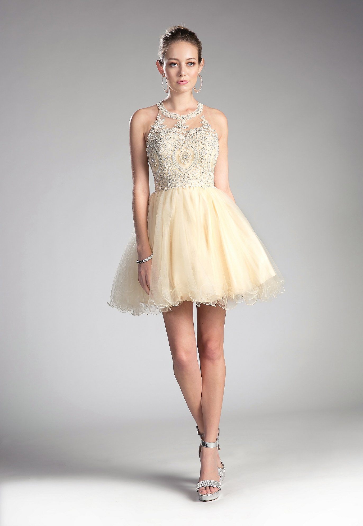 Short Lace Applique Dress by Cinderella Divine UJ0119 - product image 6