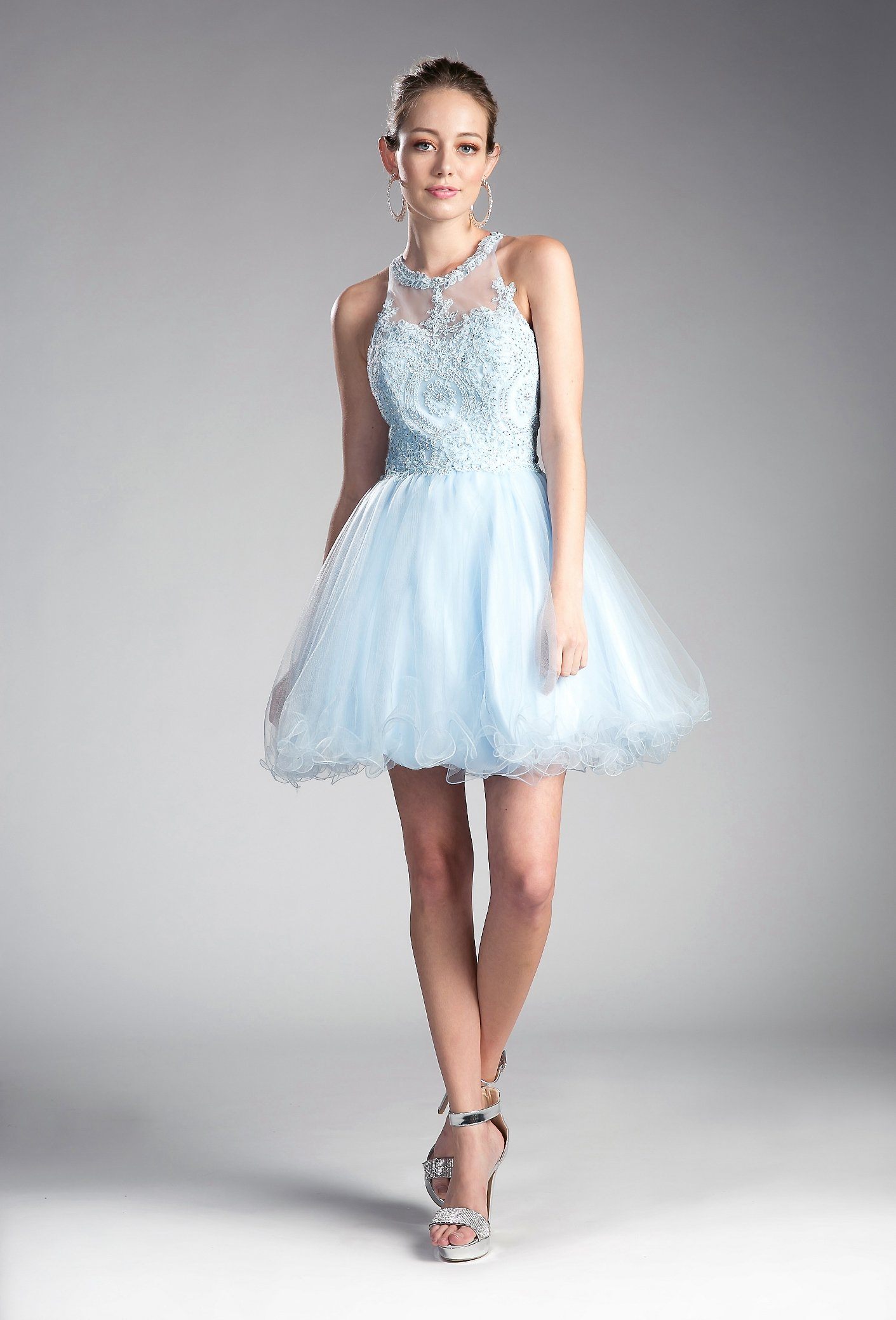 Short Lace Applique Dress by Cinderella Divine UJ0119 - product image 9
