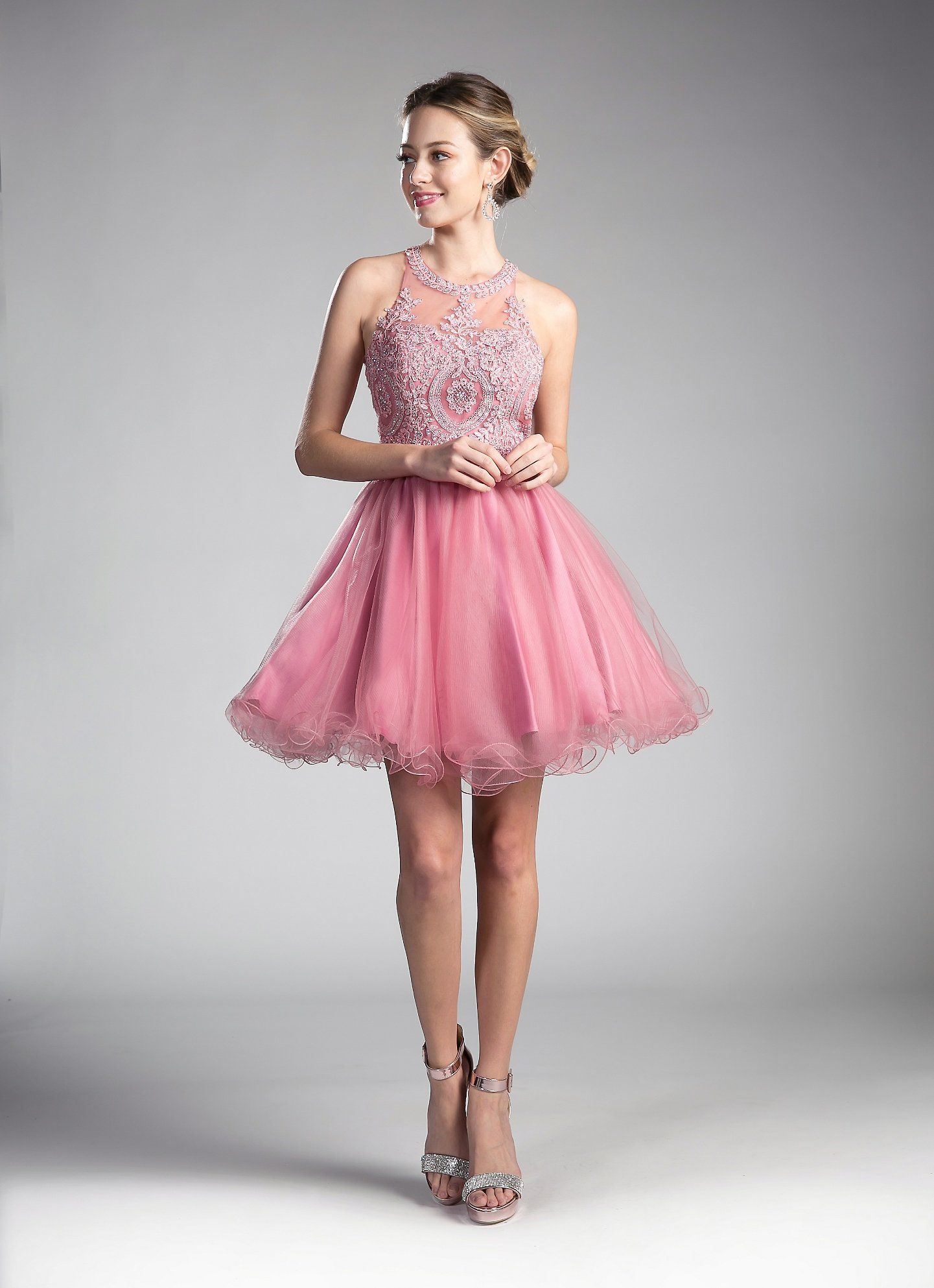 Short Lace Applique Dress by Cinderella Divine UJ0119 - product image 5