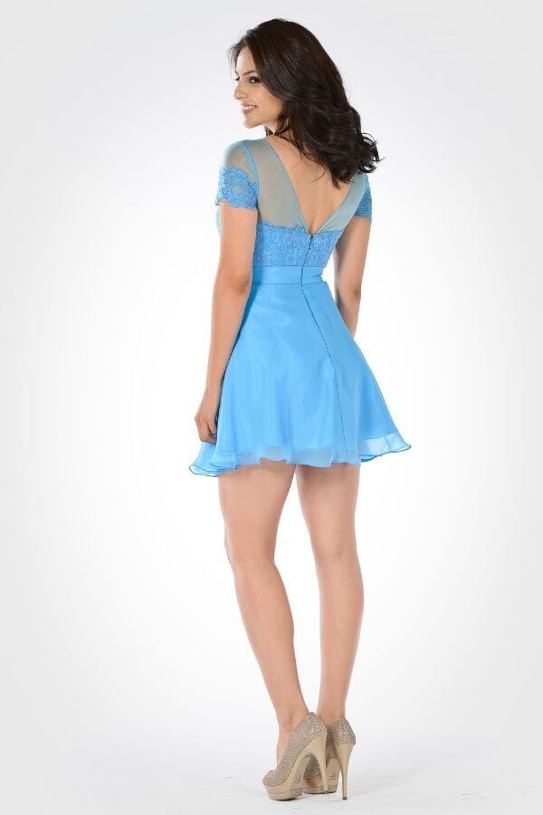 Short Lace Bodice Dress with Short Sleeves by Poly USA 7518 - product image 2