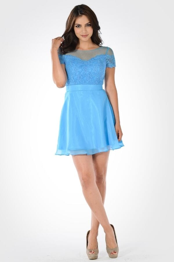 Short Lace Bodice Dress with Short Sleeves by Poly USA 7518 - product image 1
