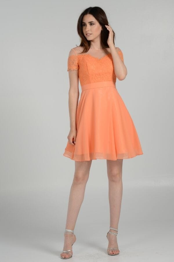 Short Lace Bodice Dress with Short Sleeves by Poly USA 7518 - product image 4