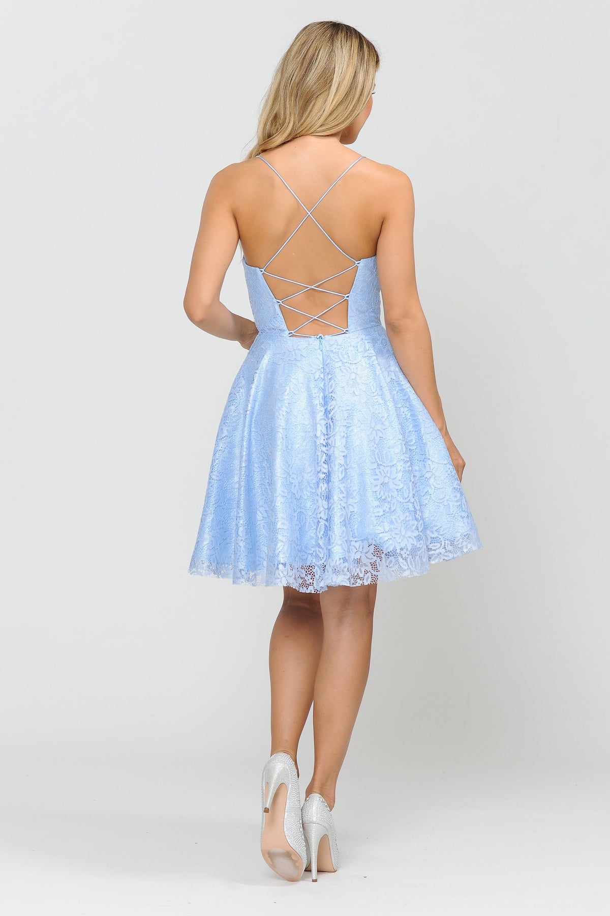 Short Lace Dress with Crisscross Open Back by Poly USA 8388 - product image 6