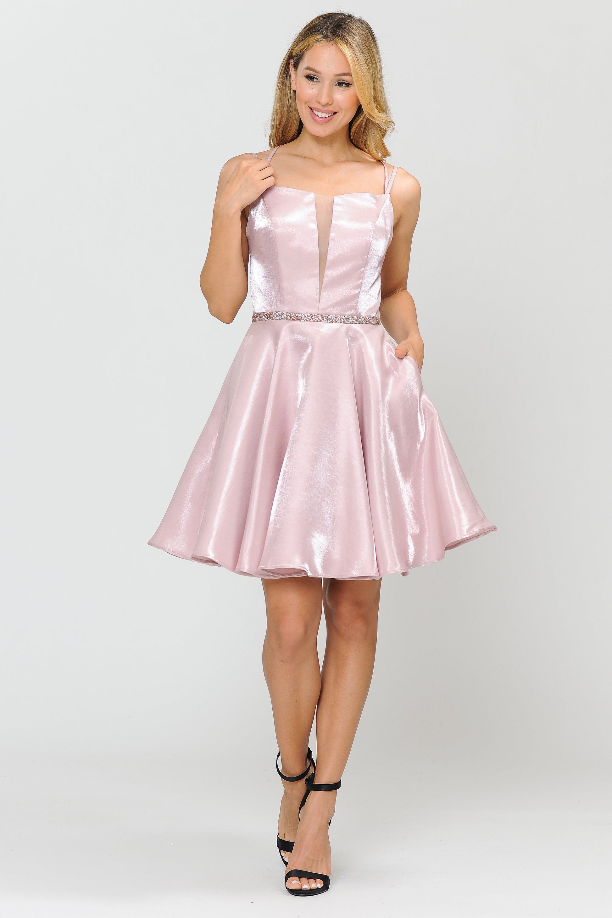 Short Metallic Dress with Illusion Cutout by Poly USA 8447 - product image 5