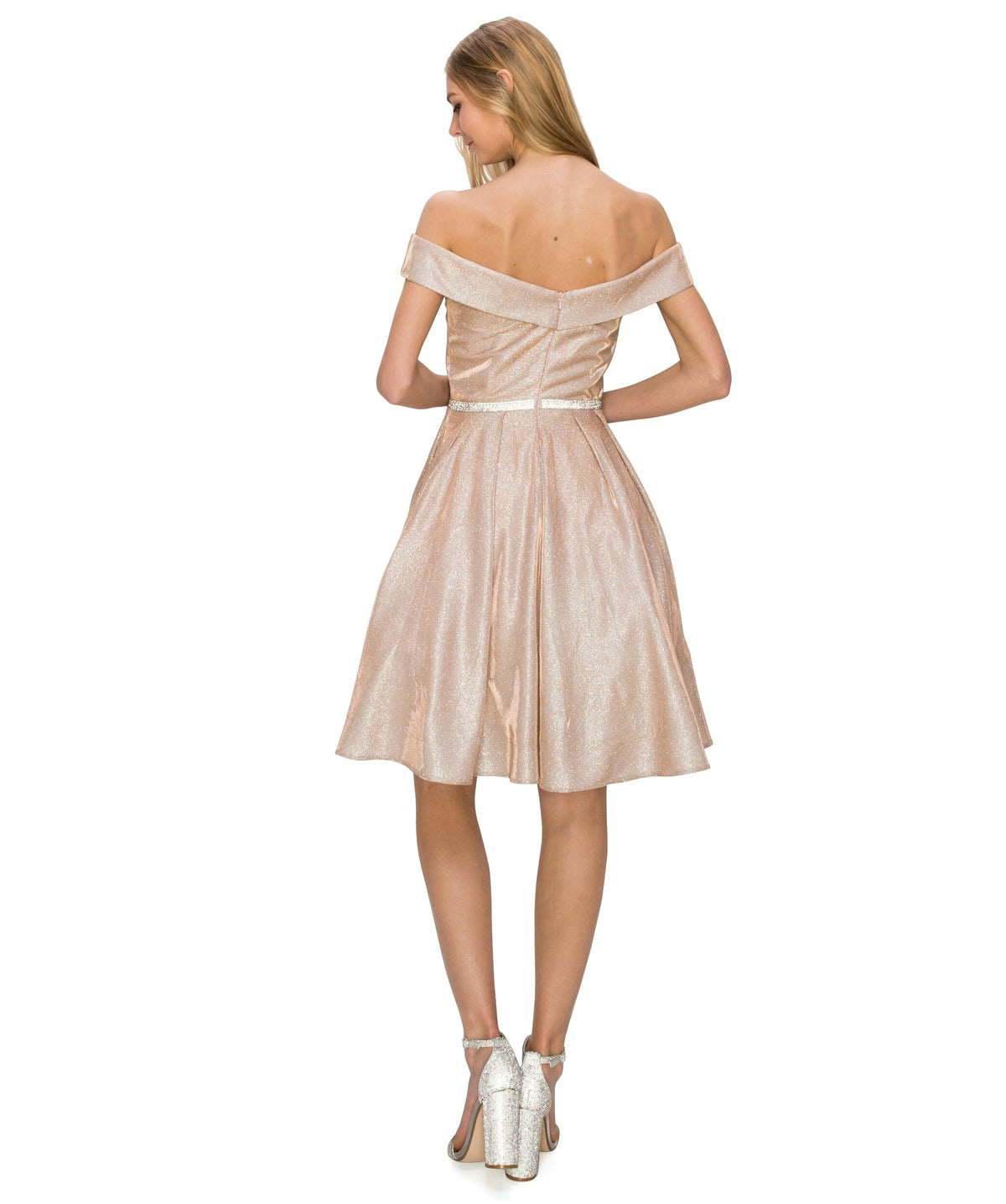 Short Off Shoulder Metallic Dress by Cinderella Couture 8012J - product image 5