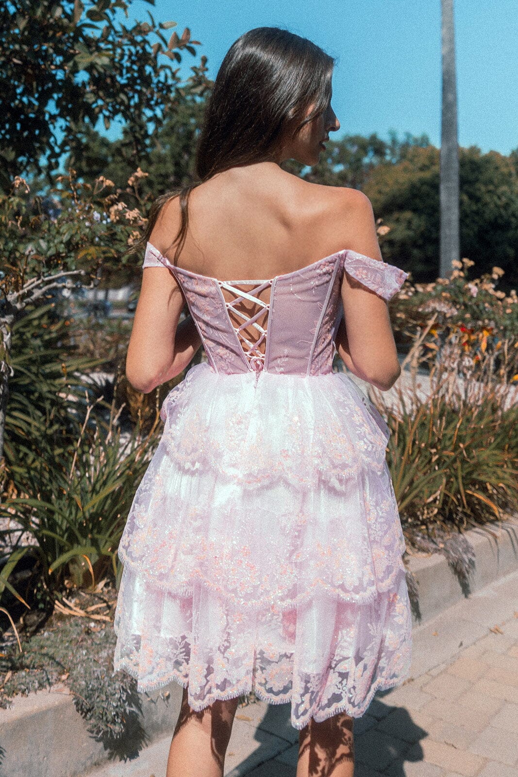 Short Off Shoulder Tiered Dress by Elizabeth K GS3506 - product image 2