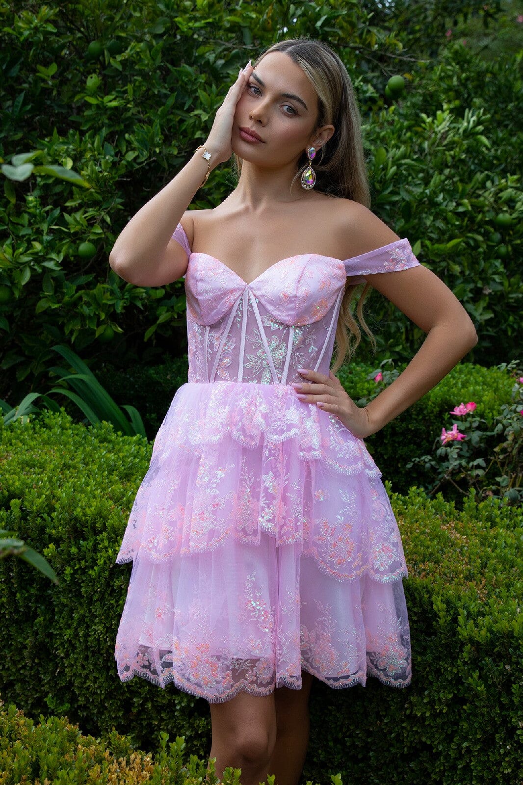 Short Off Shoulder Tiered Dress by Elizabeth K GS3506 - product image 3