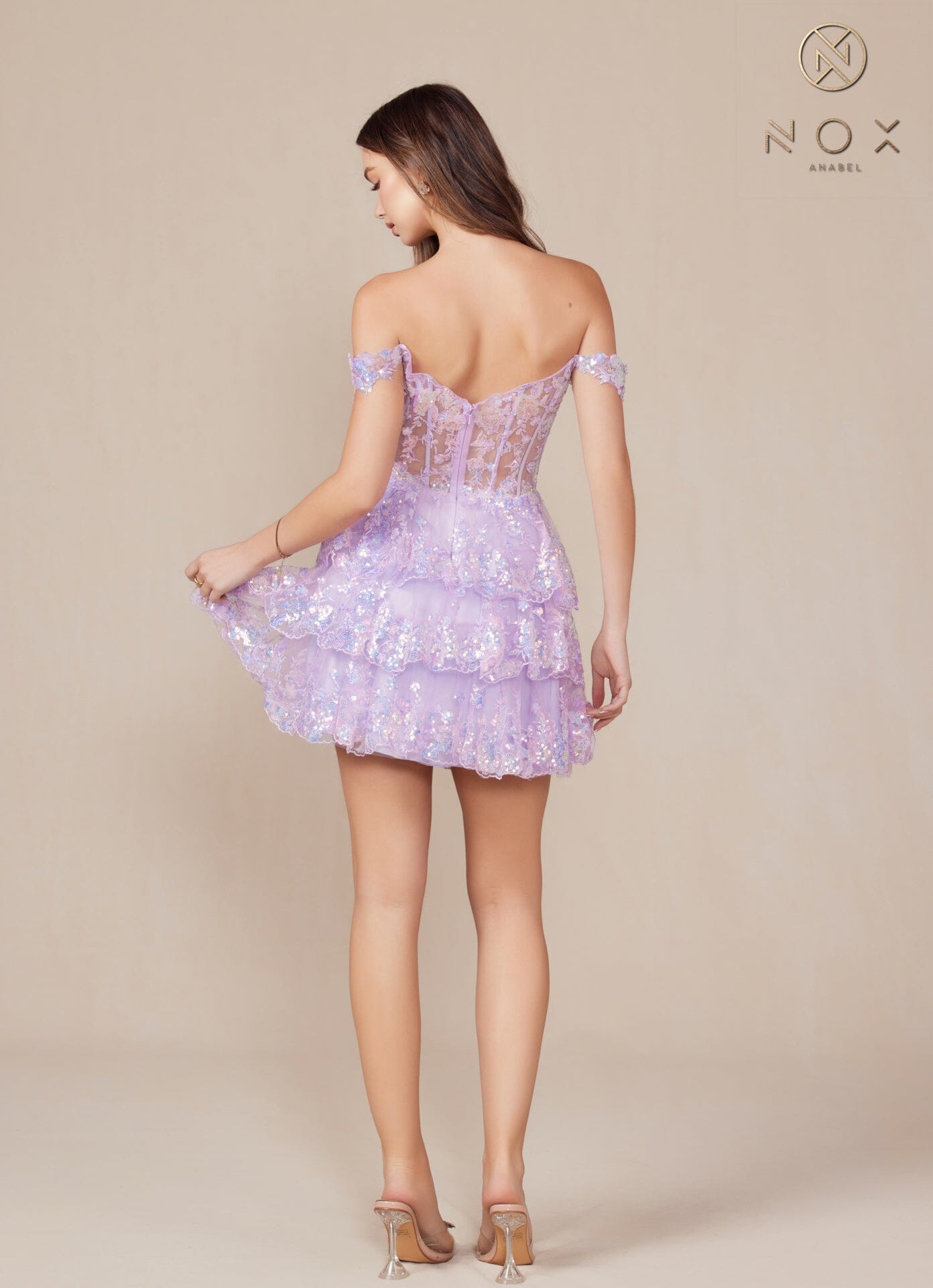 Short Off Shoulder Tiered Dress by Nox Anabel K856 - product image 11