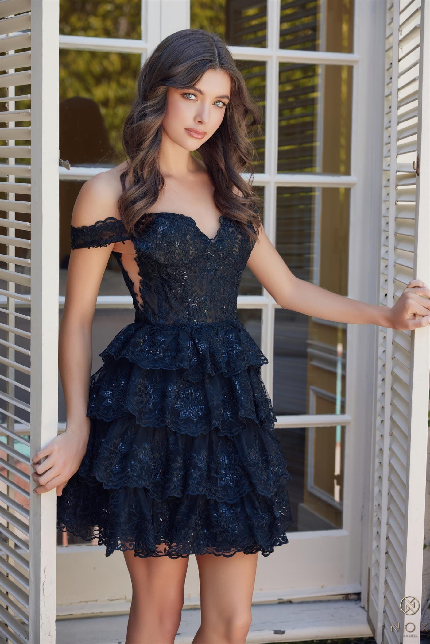 Short Off Shoulder Tiered Dress by Nox Anabel R877 - product image 5