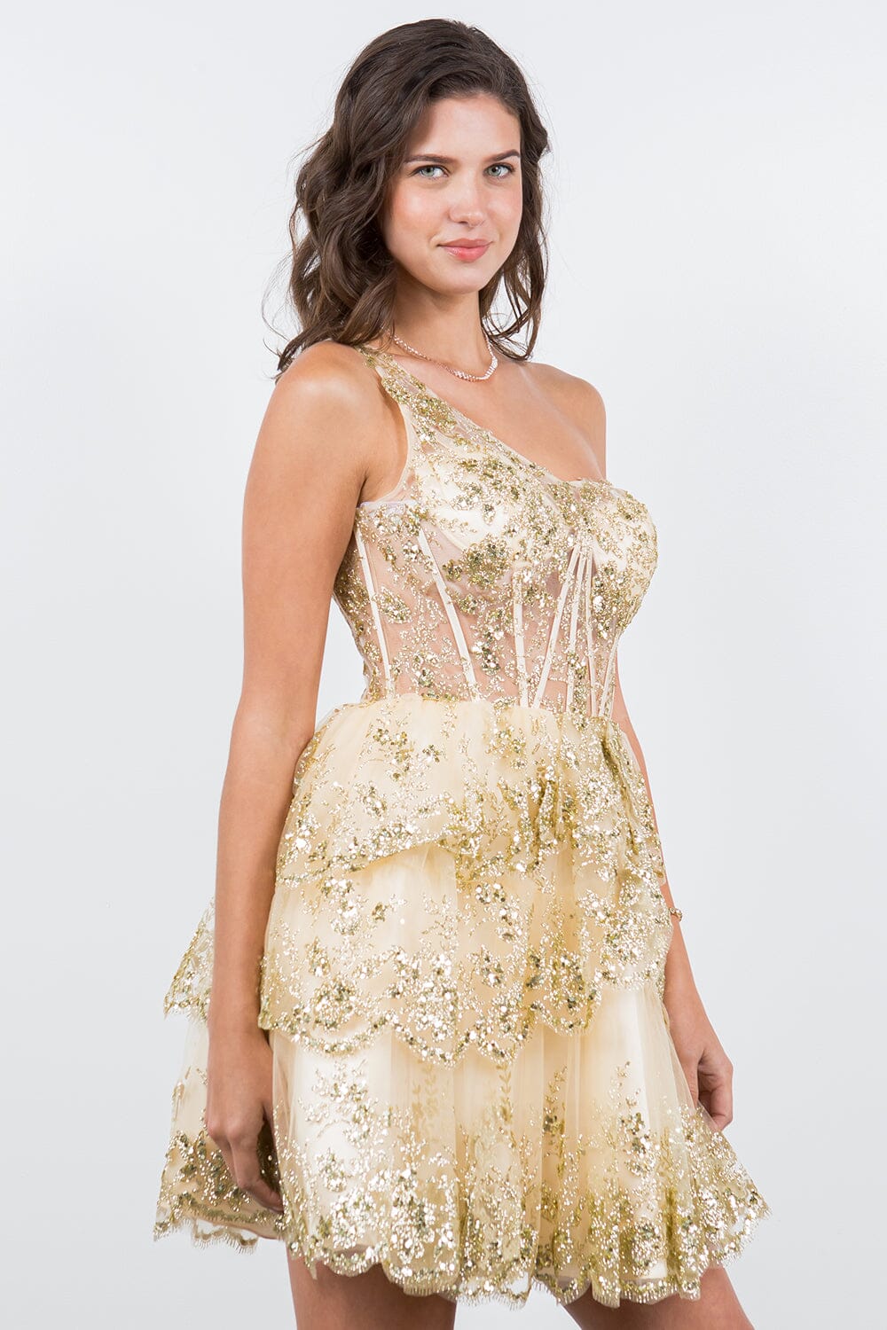 Short One Shoulder Tiered Dress by Cinderella Couture 5132J - product image 4