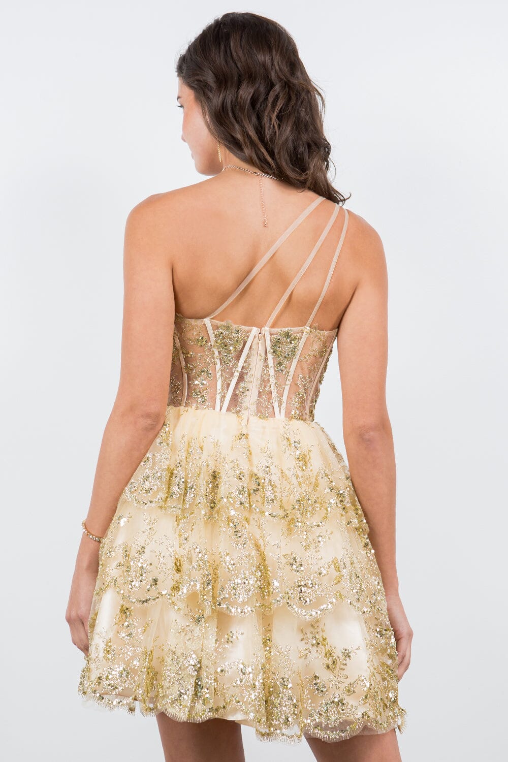 Short One Shoulder Tiered Dress by Cinderella Couture 5132J - product image 2