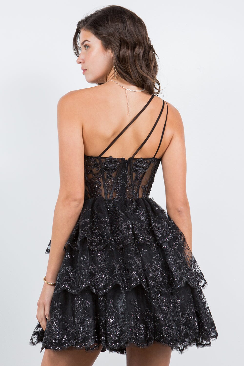 Short One Shoulder Tiered Dress by Cinderella Couture 5132J - product image 14