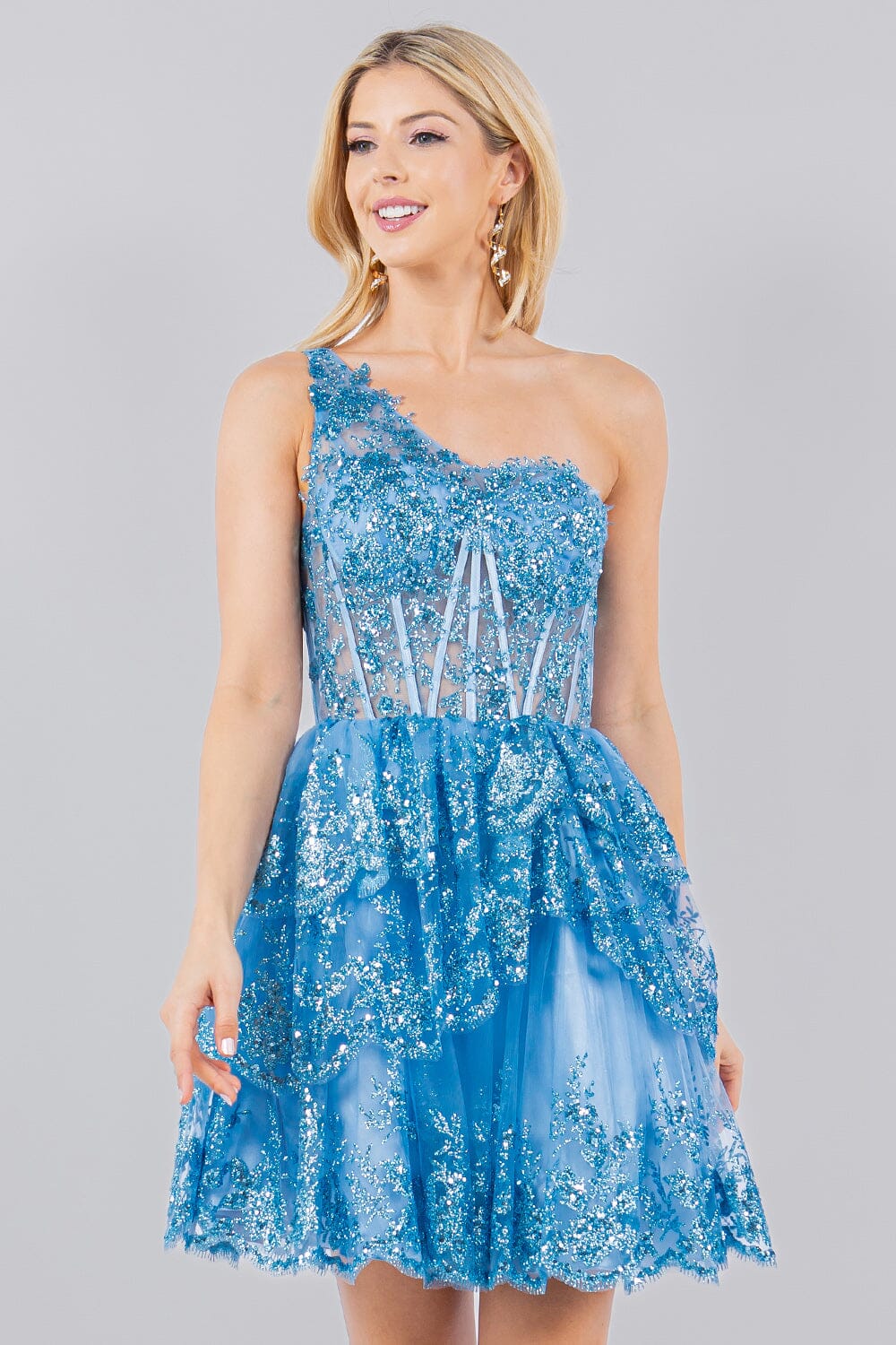 Short One Shoulder Tiered Dress by Cinderella Couture 5132J - product image 10