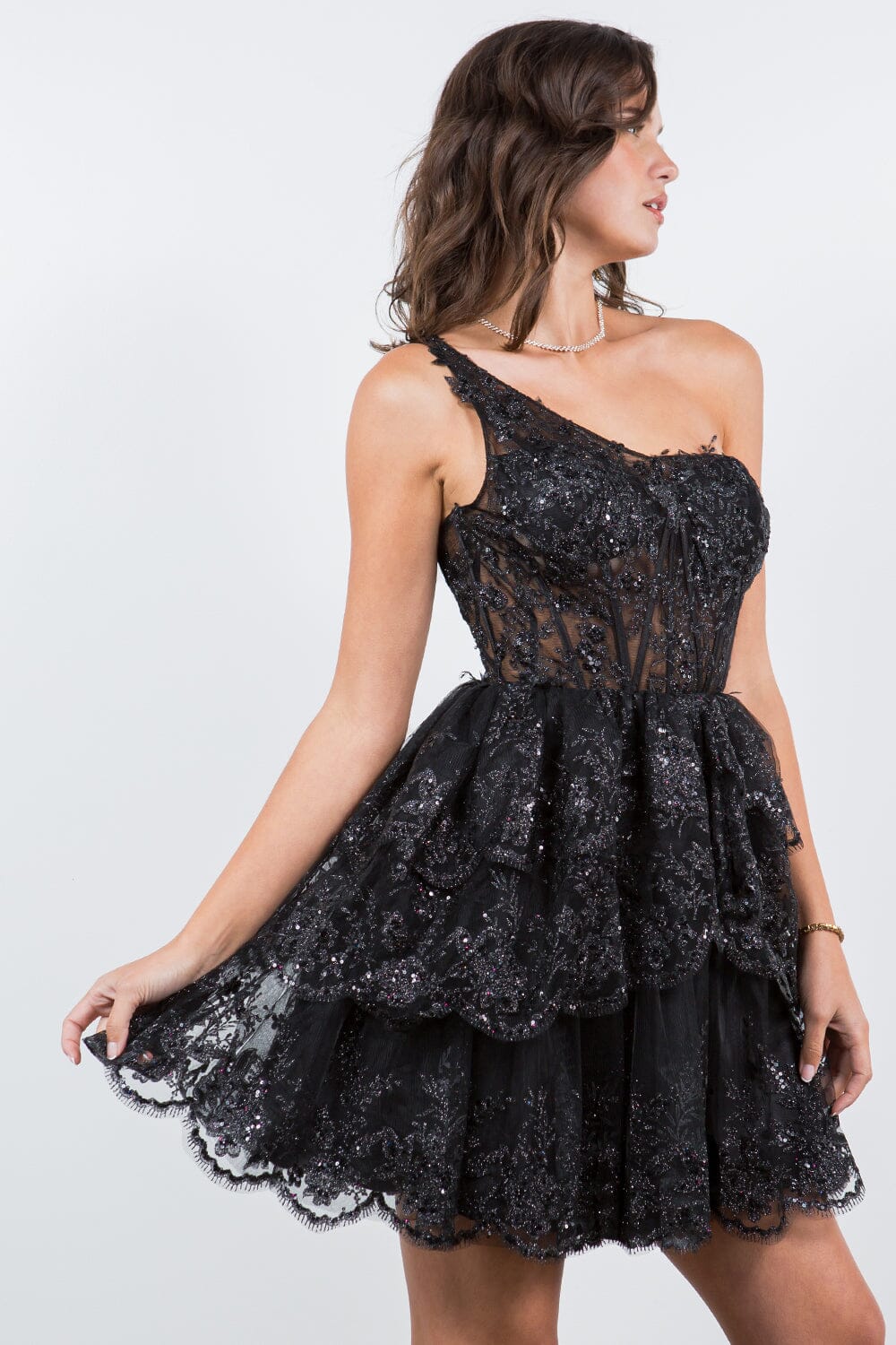 Short One Shoulder Tiered Dress by Cinderella Couture 5132J - product image 18