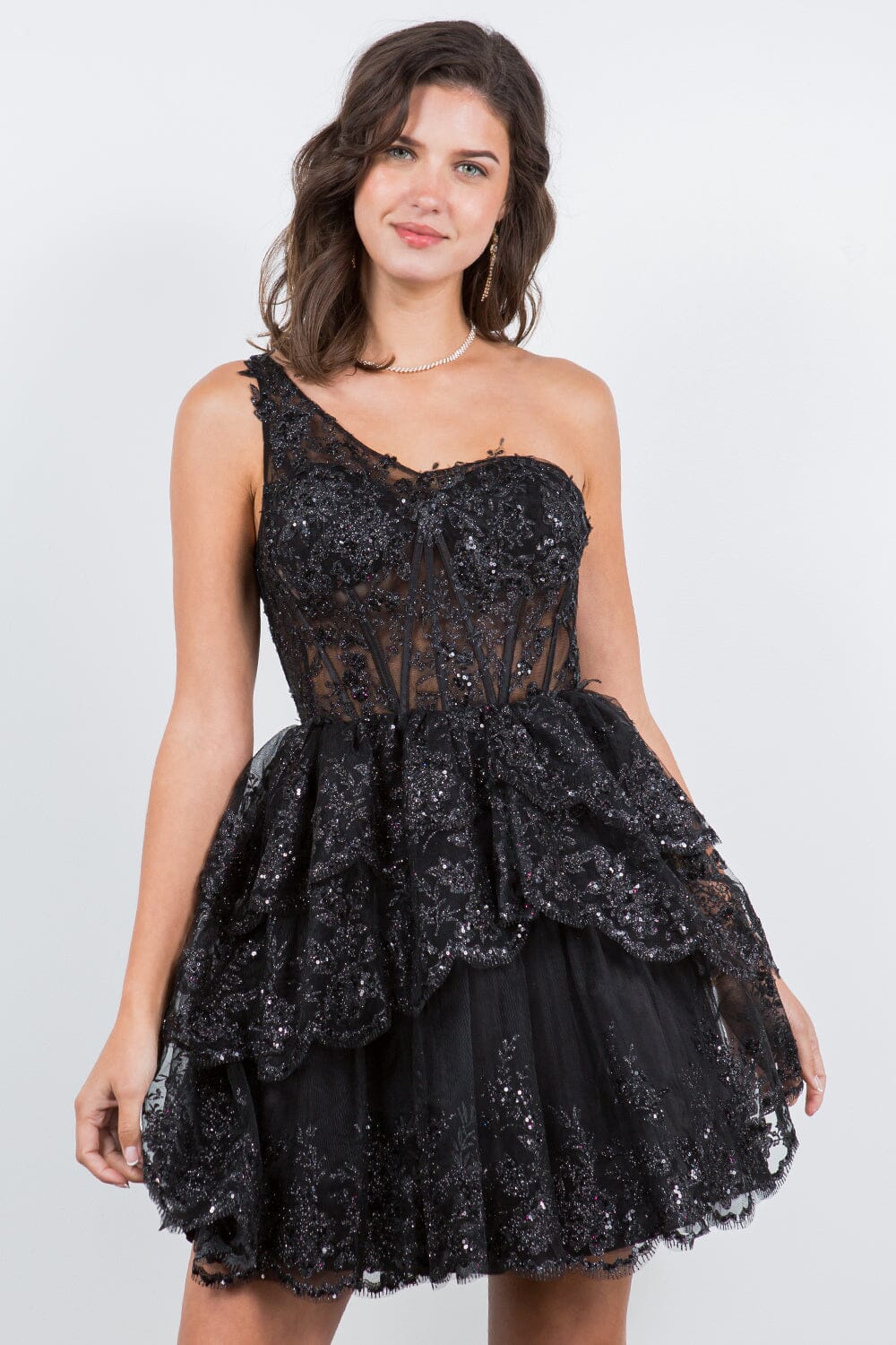 Short One Shoulder Tiered Dress by Cinderella Couture 5132J - product image 16