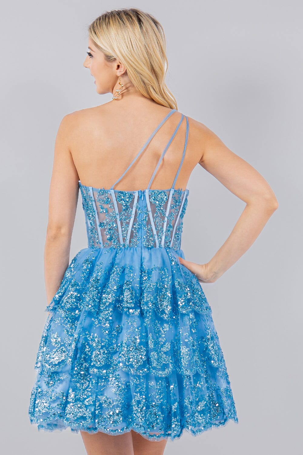 Short One Shoulder Tiered Dress by Cinderella Couture 5132J - product image 8