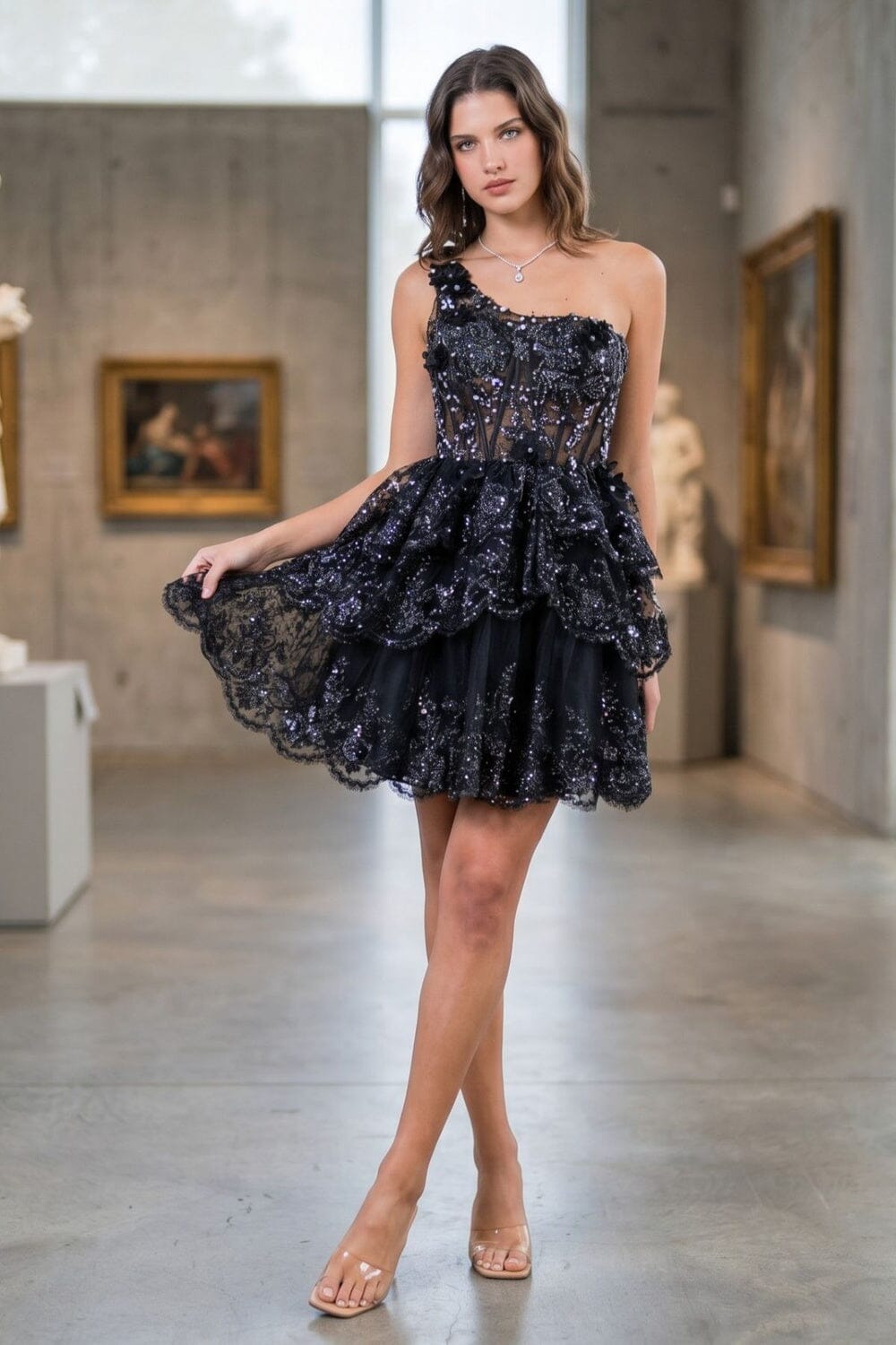 Short One Shoulder Tiered Dress by Cinderella Couture 5132J - product image 13