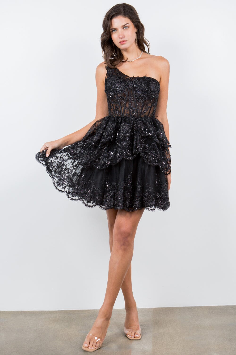 Short One Shoulder Tiered Dress by Cinderella Couture 5132J - product image 17