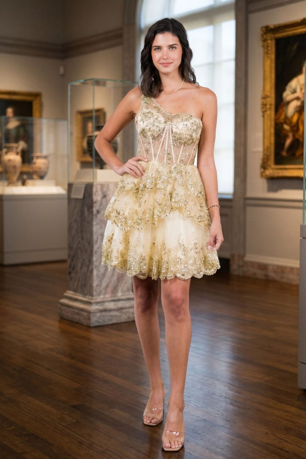Short One Shoulder Tiered Dress by Cinderella Couture 5132J - product image 1